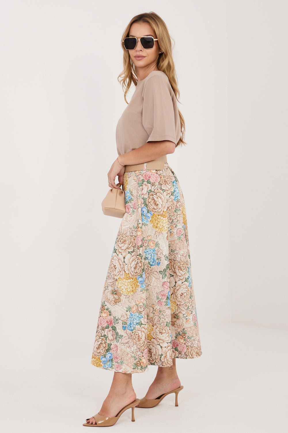 Italy Moda Beige Midi Skirt - view 2