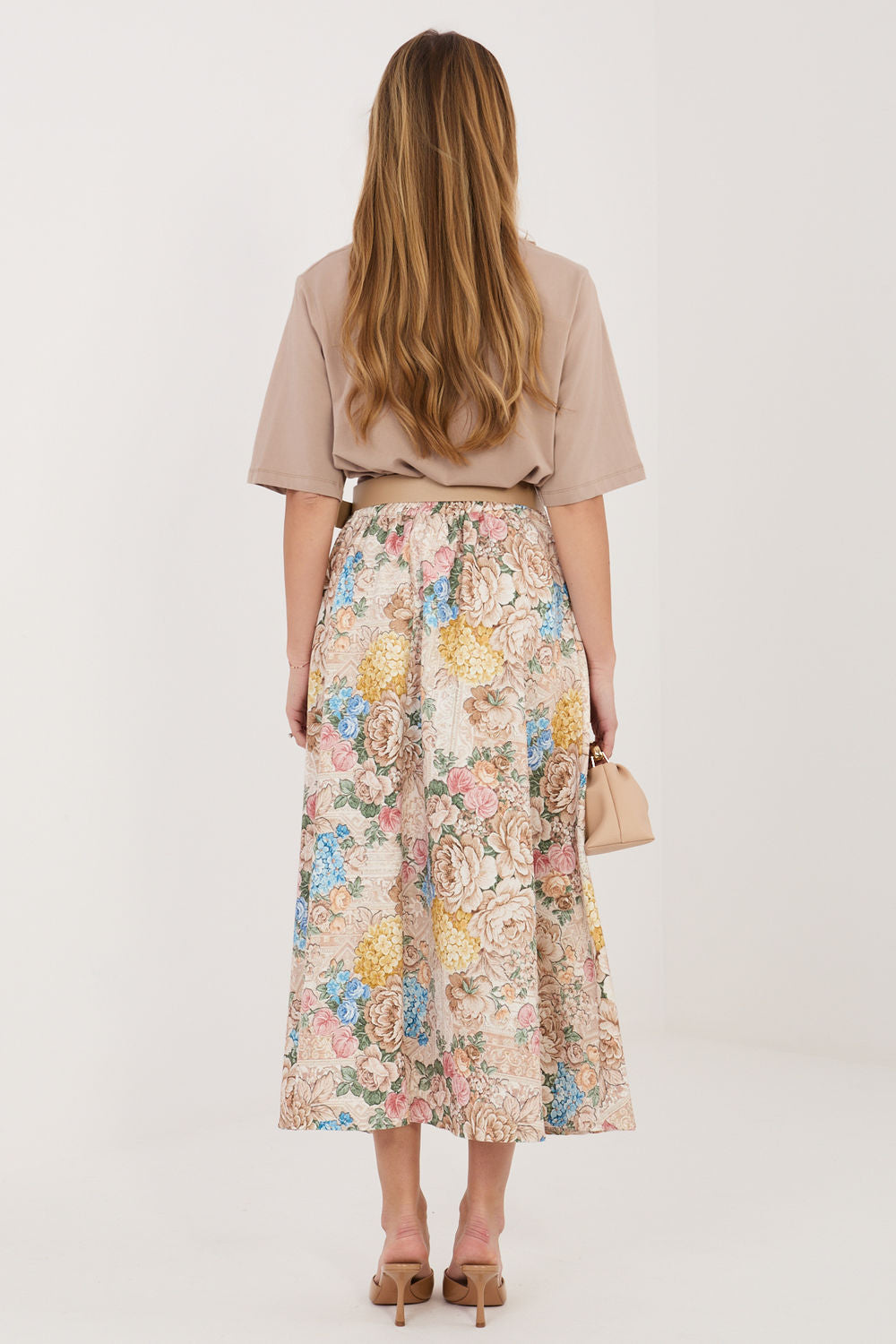 Italy Moda Beige Midi Skirt - view 3