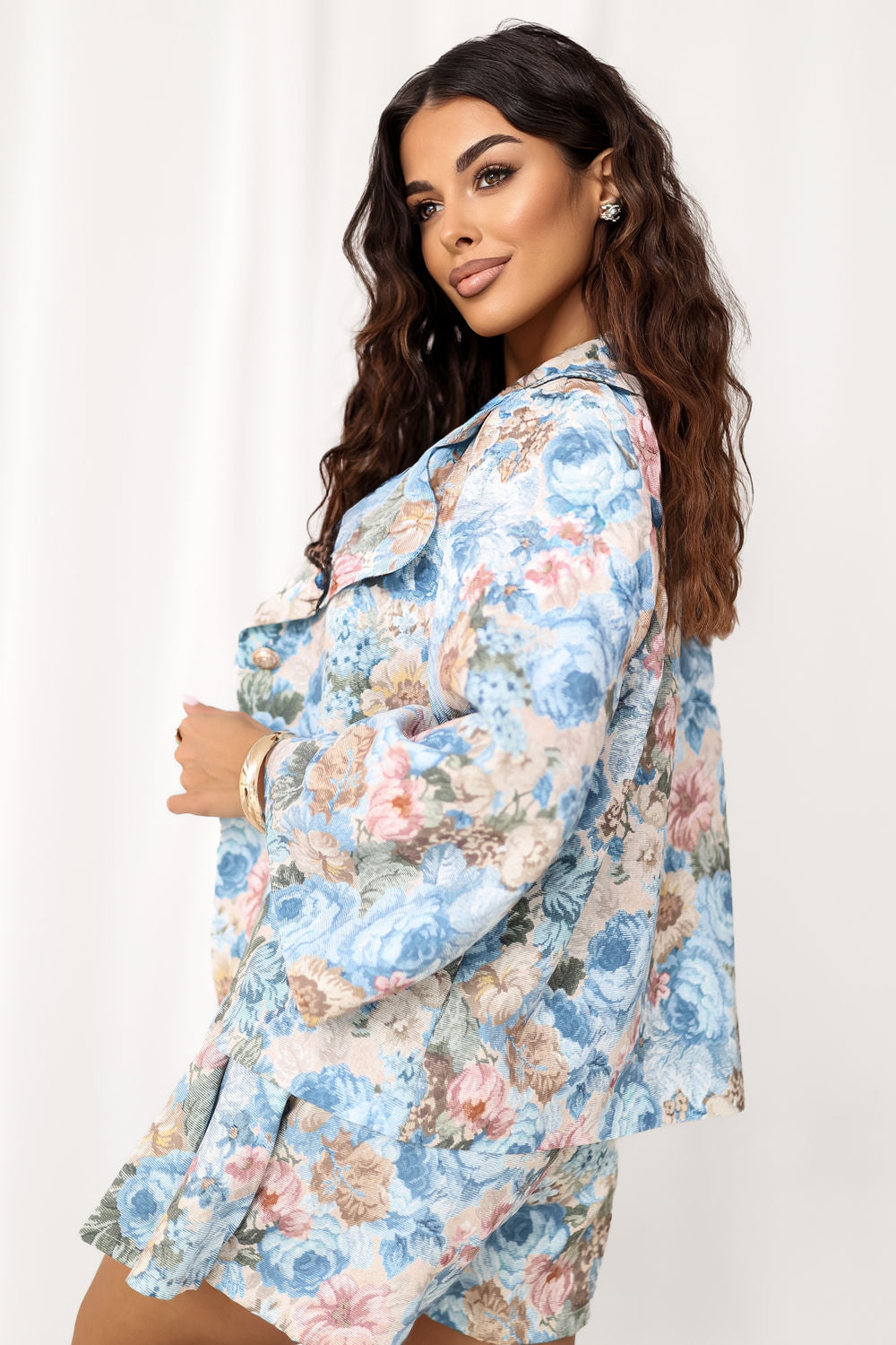 Italy Moda Light Blue Floral Jacket - view 3