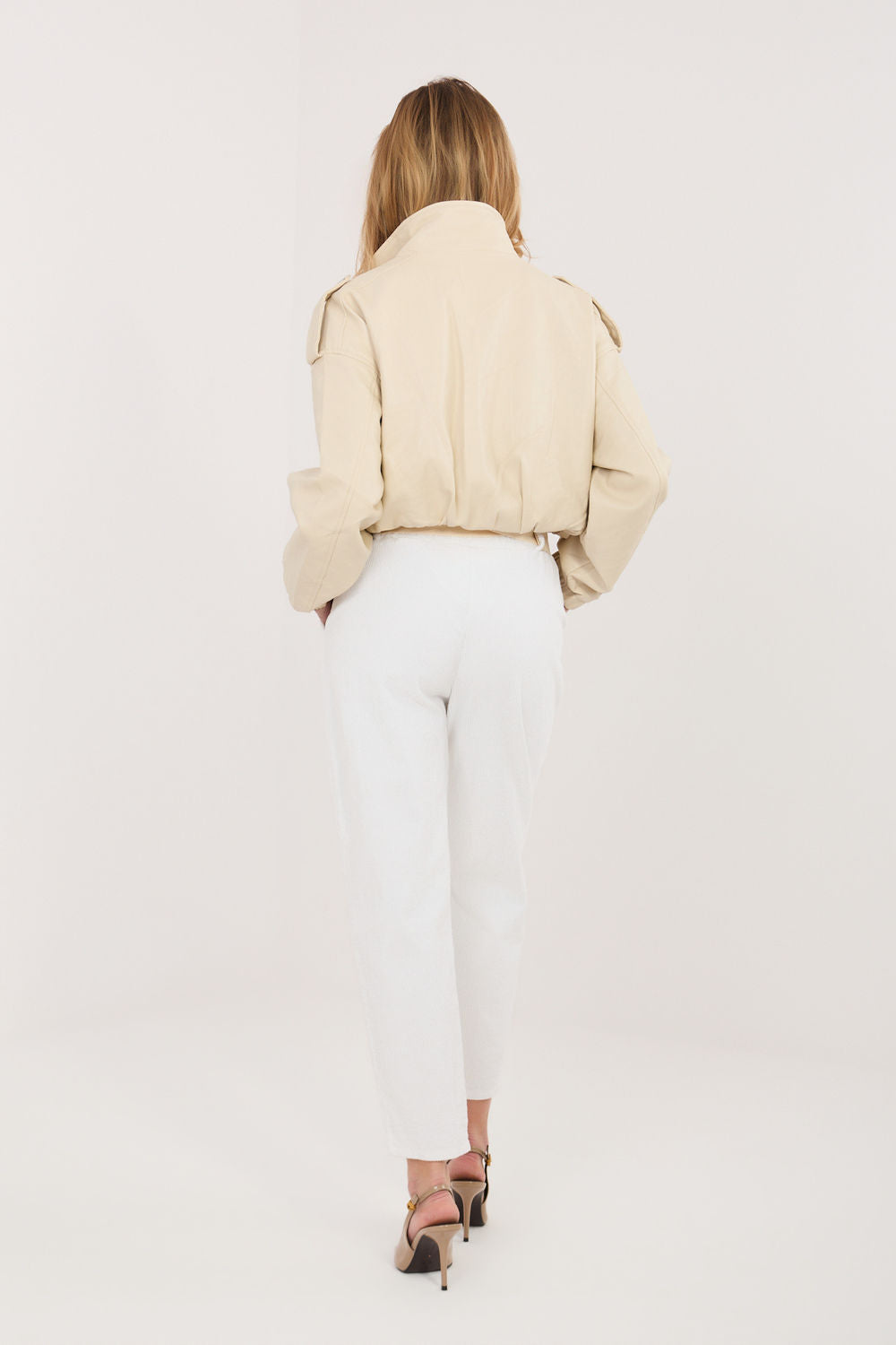 Italy Moda Ecru Cotton Corduroy Trousers - view 3