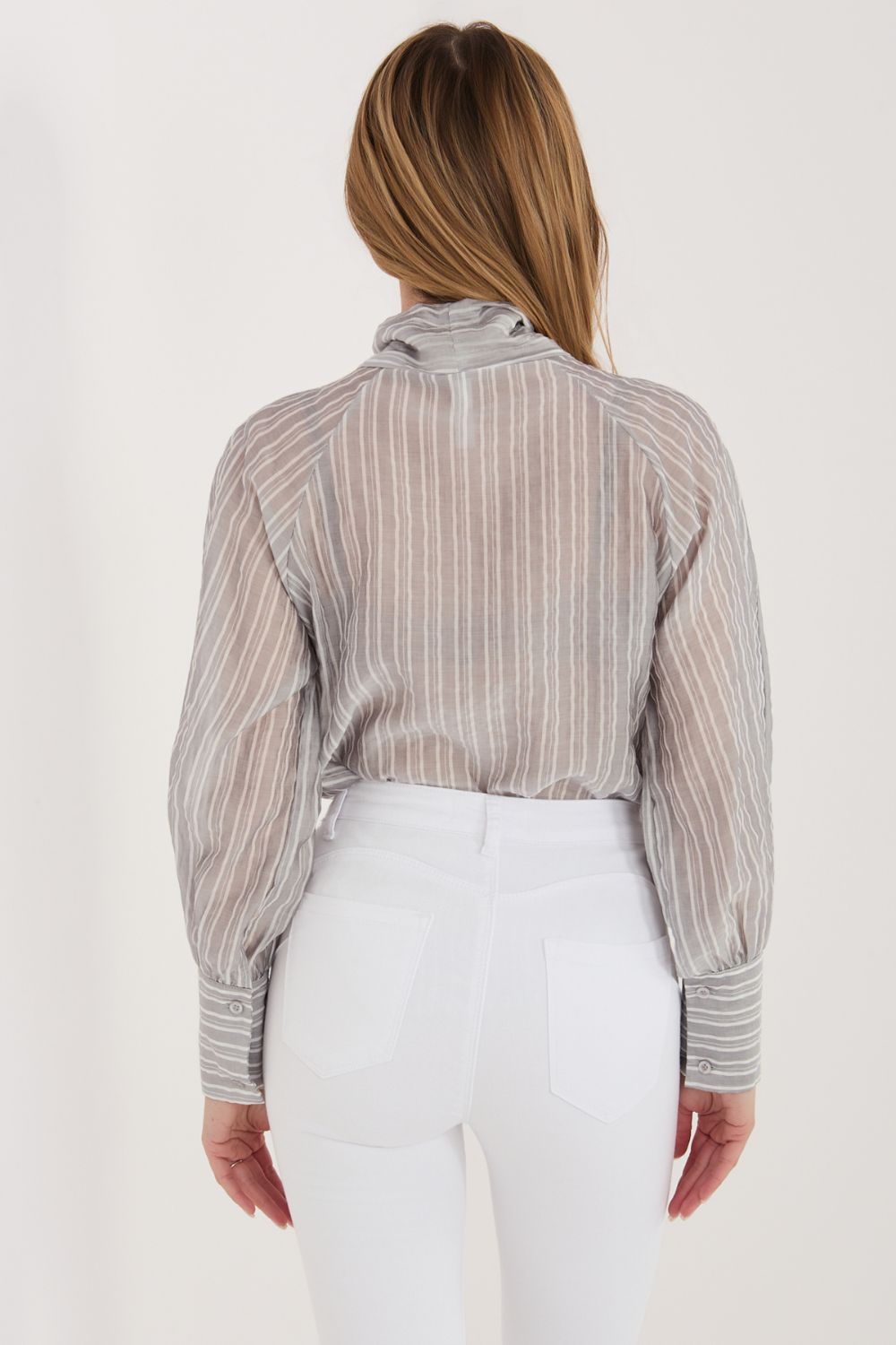 Italy Moda Grey Striped Long Sleeve Top - view 4