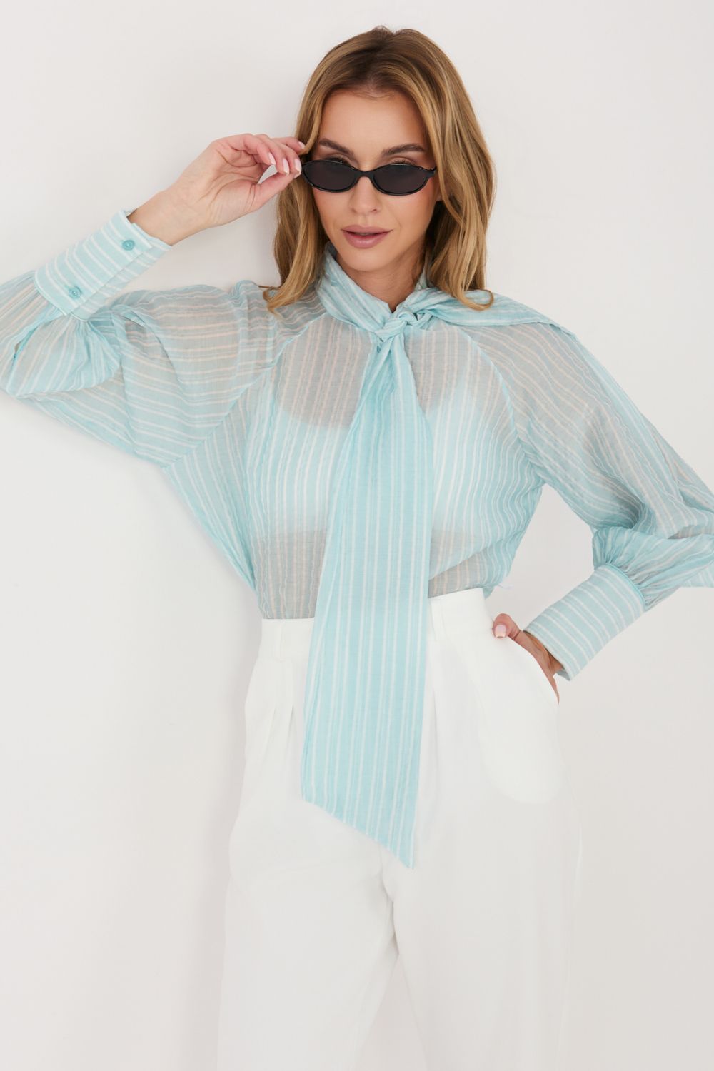 Italy Moda Mint Striped Long Sleeve Top - view 4