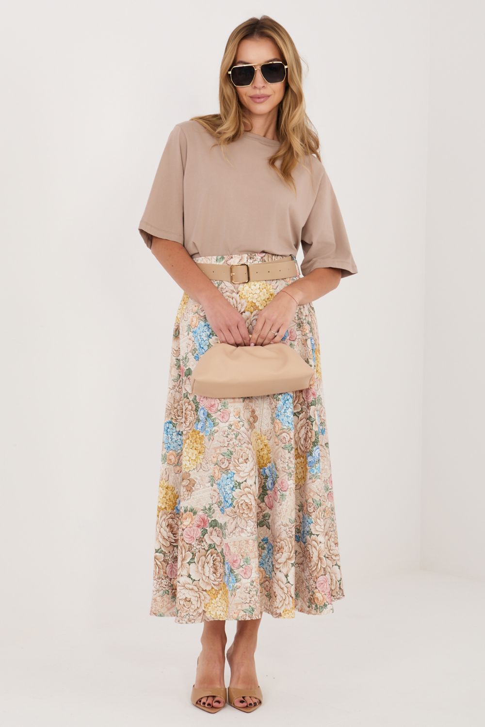 Italy Moda Beige Midi Skirt - view 4