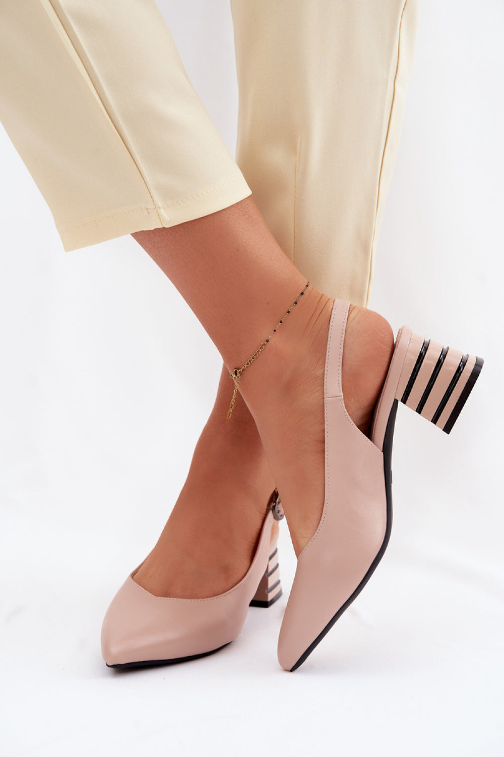 Step In Style Vinceza Beige Faux Leather Heeled Sandals with Buckle - view 3