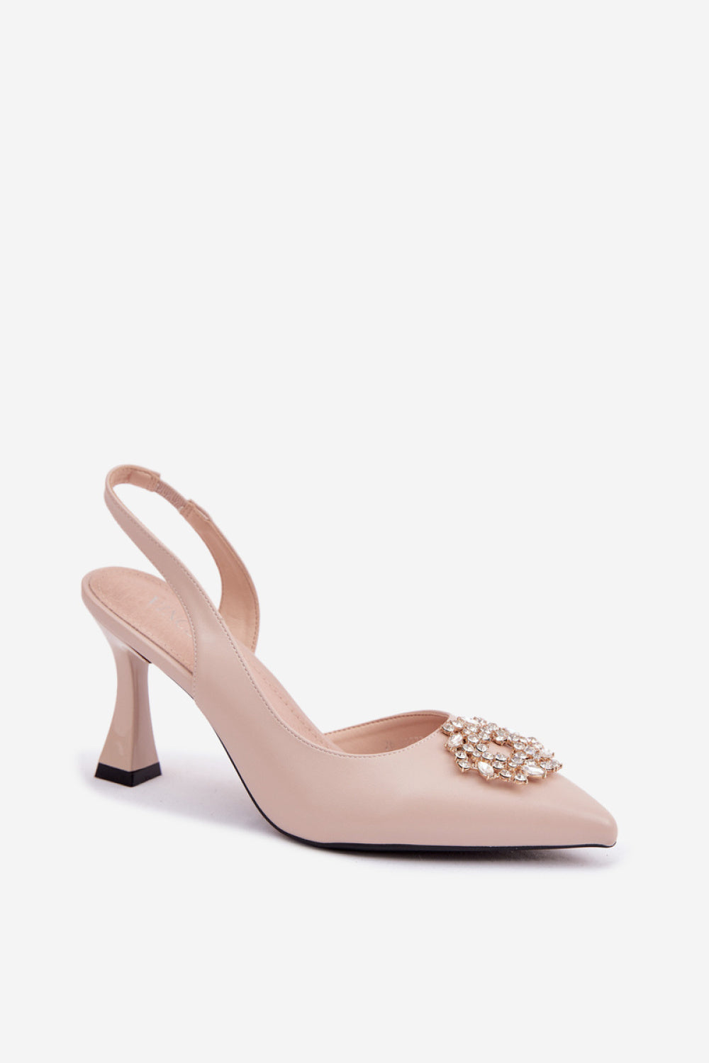 Step In Style Vinceza Beige Slim Fit Faux Leather Heeled Sandals - view 2