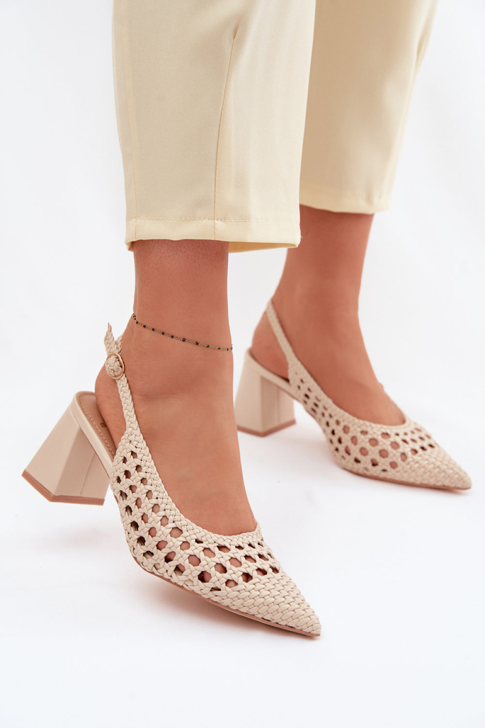Step In Style Kedira Beige Block Heel Heeled Sandals