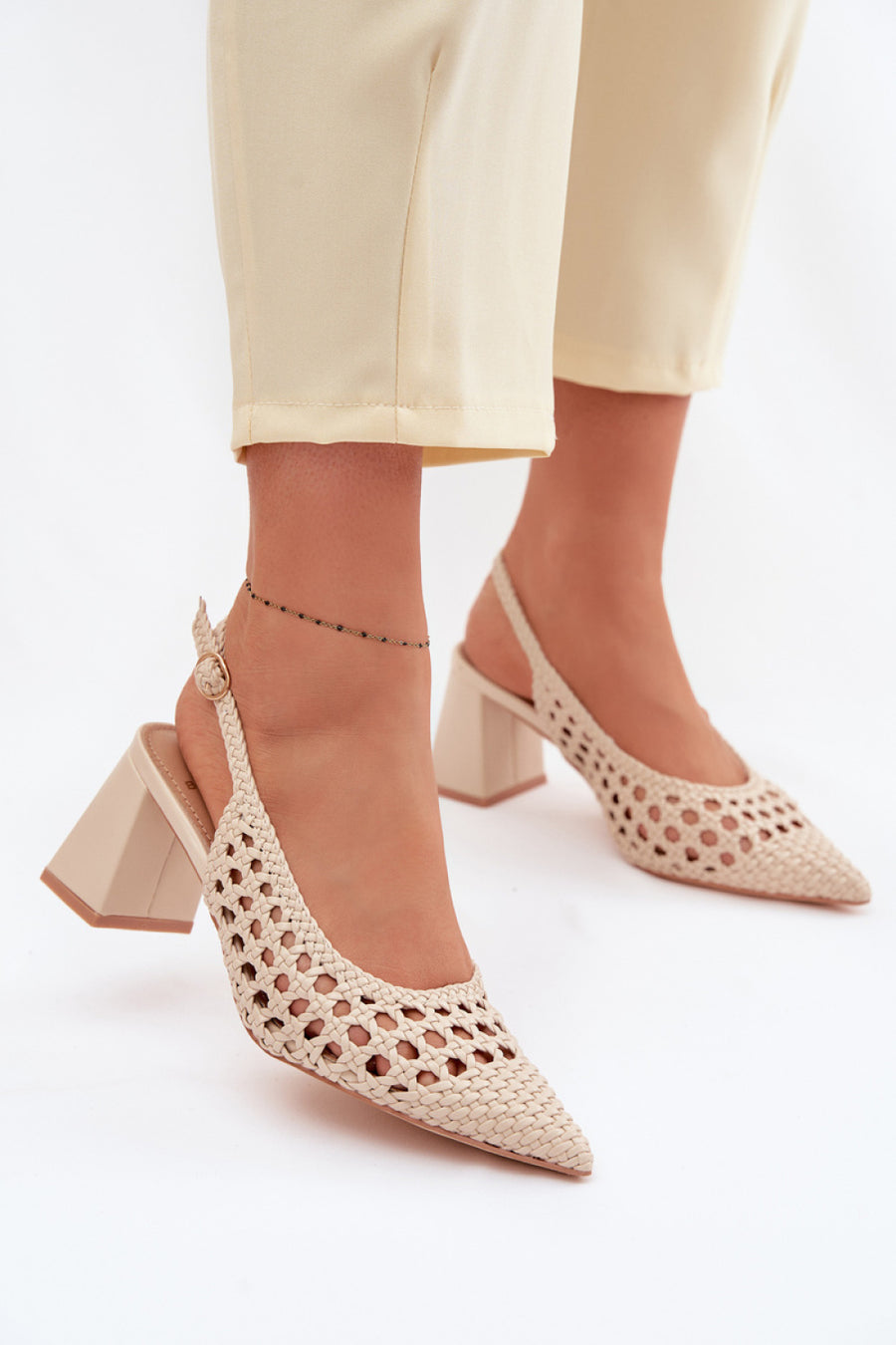 Step In Style Kedira Beige Block Heel Heeled Sandals