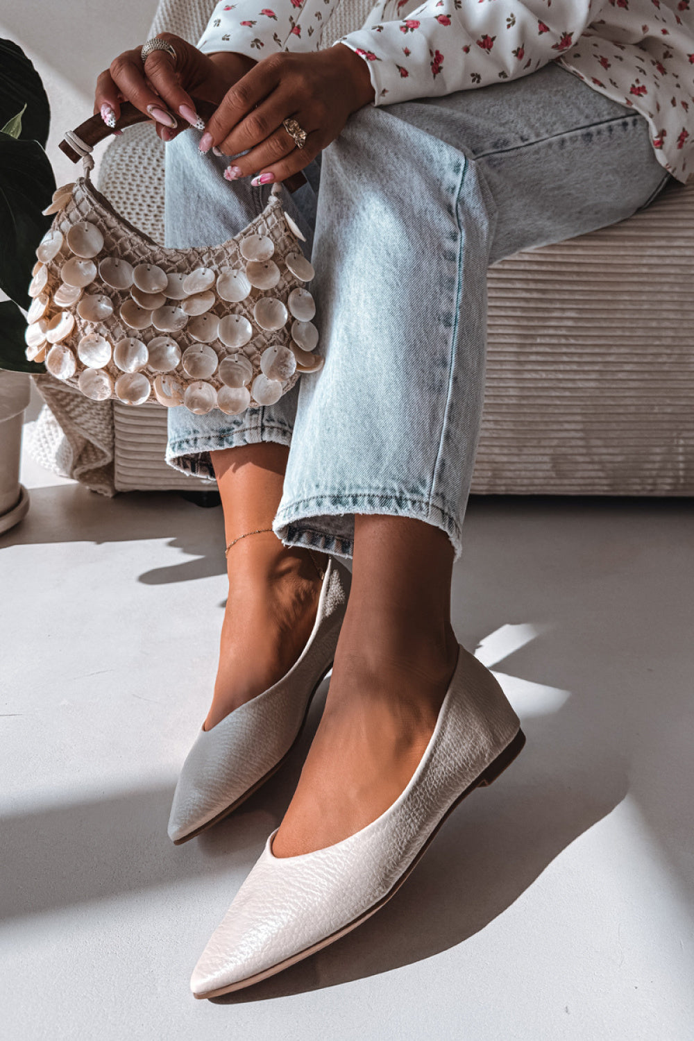 Step In Style Nelisa Beige Faux Leather Ballet Flats - view 2