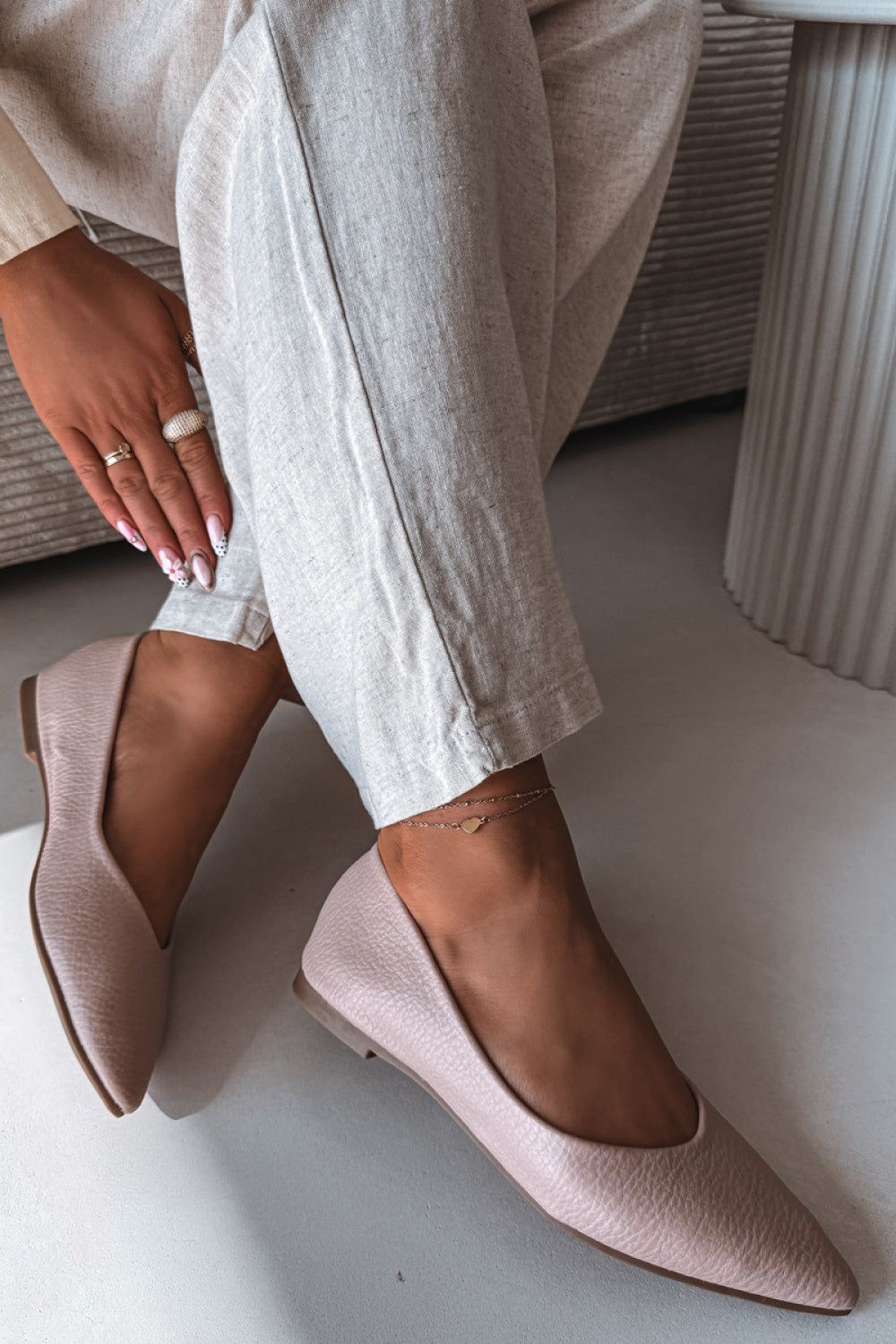 Step In Style Nelisa Pink Faux Leather Ballet Flats