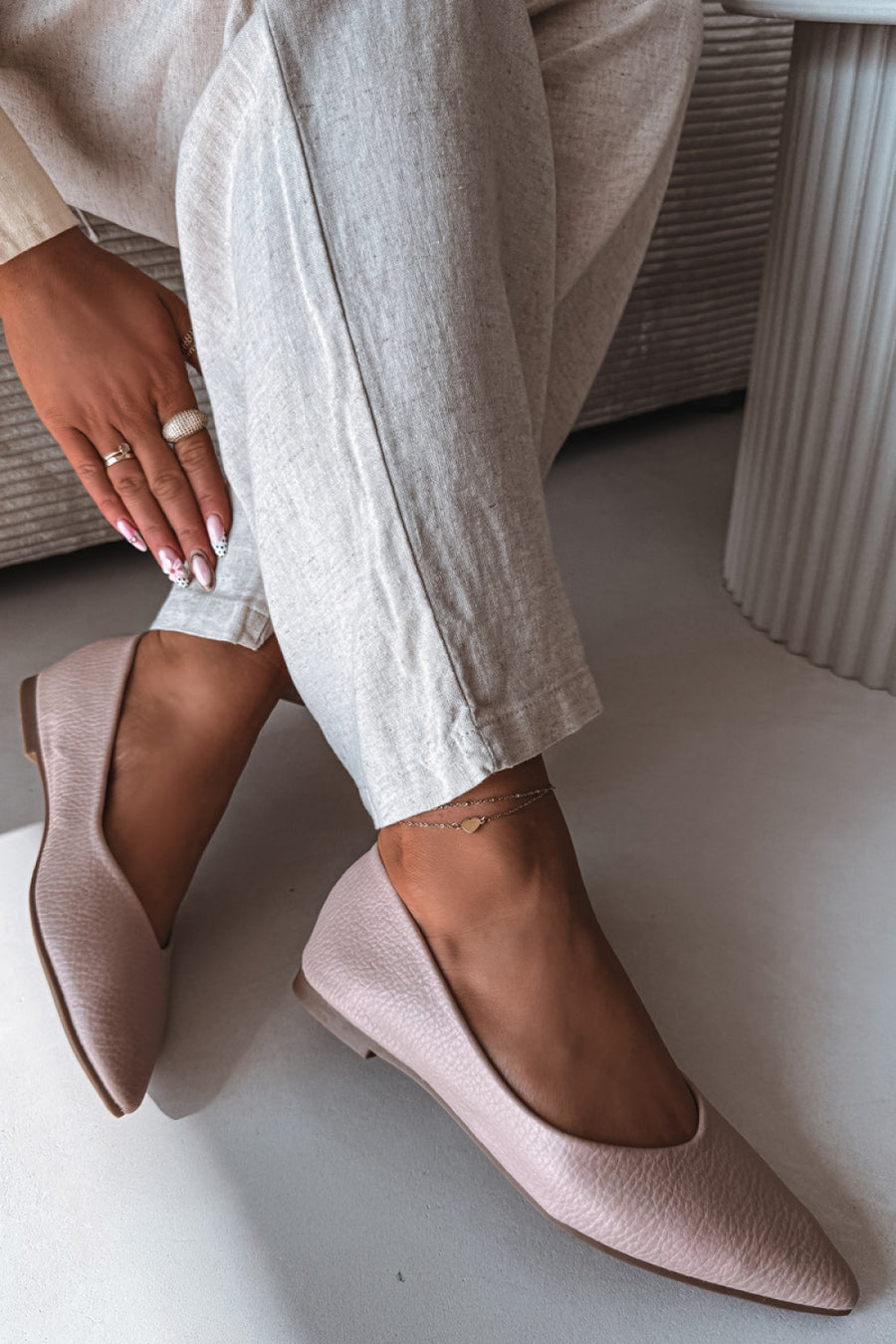 Step In Style Nelisa Pink Faux Leather Ballet Flats