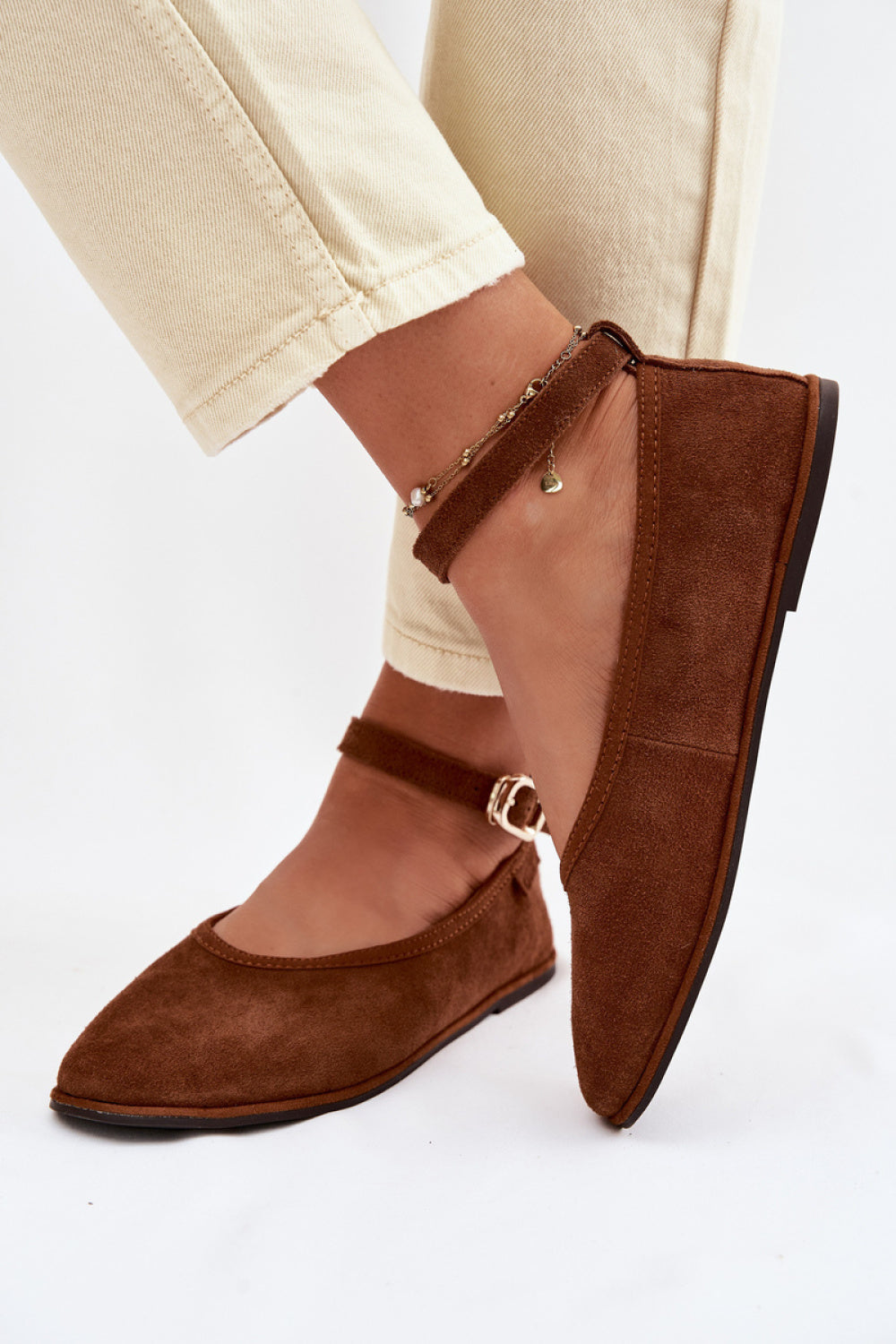 Step In Style Camel Suede Flat Ballet Flats - view 3