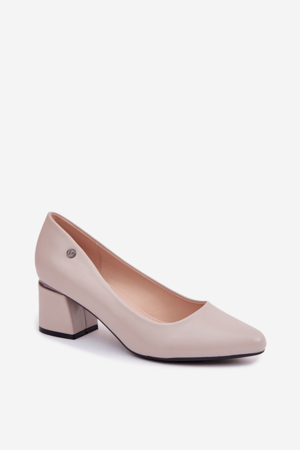 Step In Style Vinceza Grey Faux Leather Block Heel Court Shoes - view 2