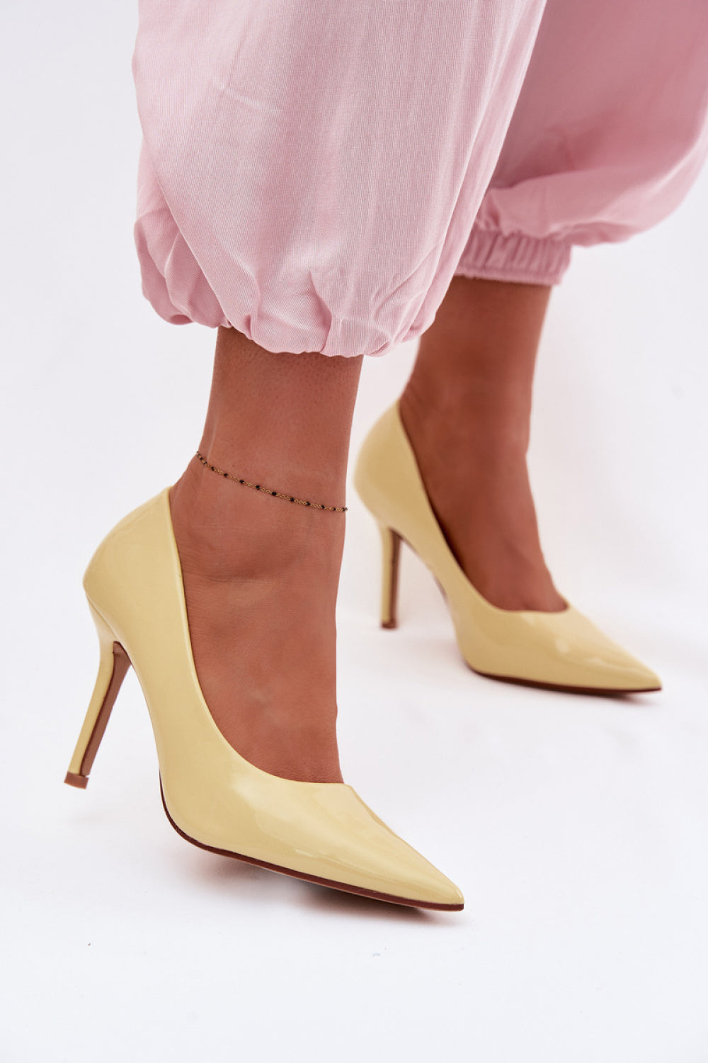 Step In Style Odira Yellow Faux Leather High Heels
