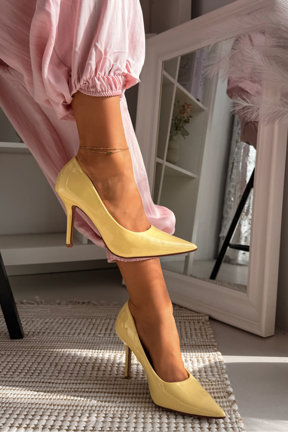 Step In Style Odira Yellow Faux Leather High Heels - view 2