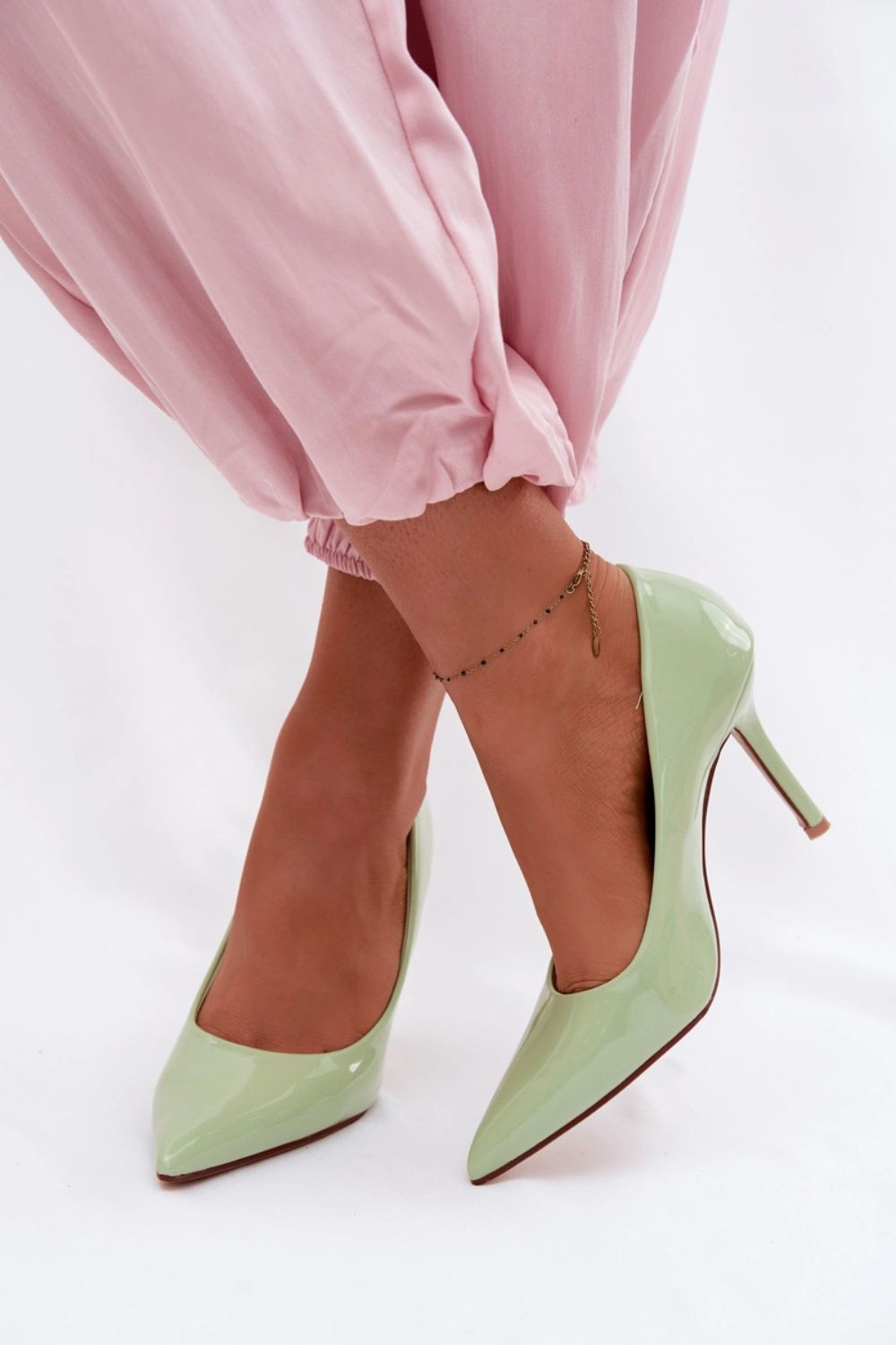 Step In Style Odira Green Faux Leather High Heels - view 3