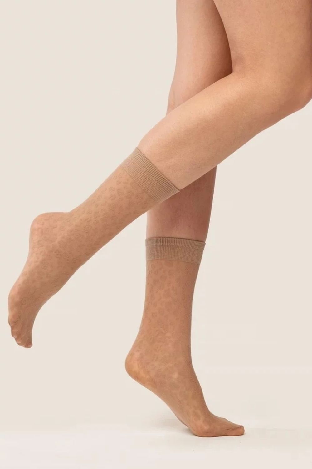 Gabriella Arya Beige Leopard Print Socks