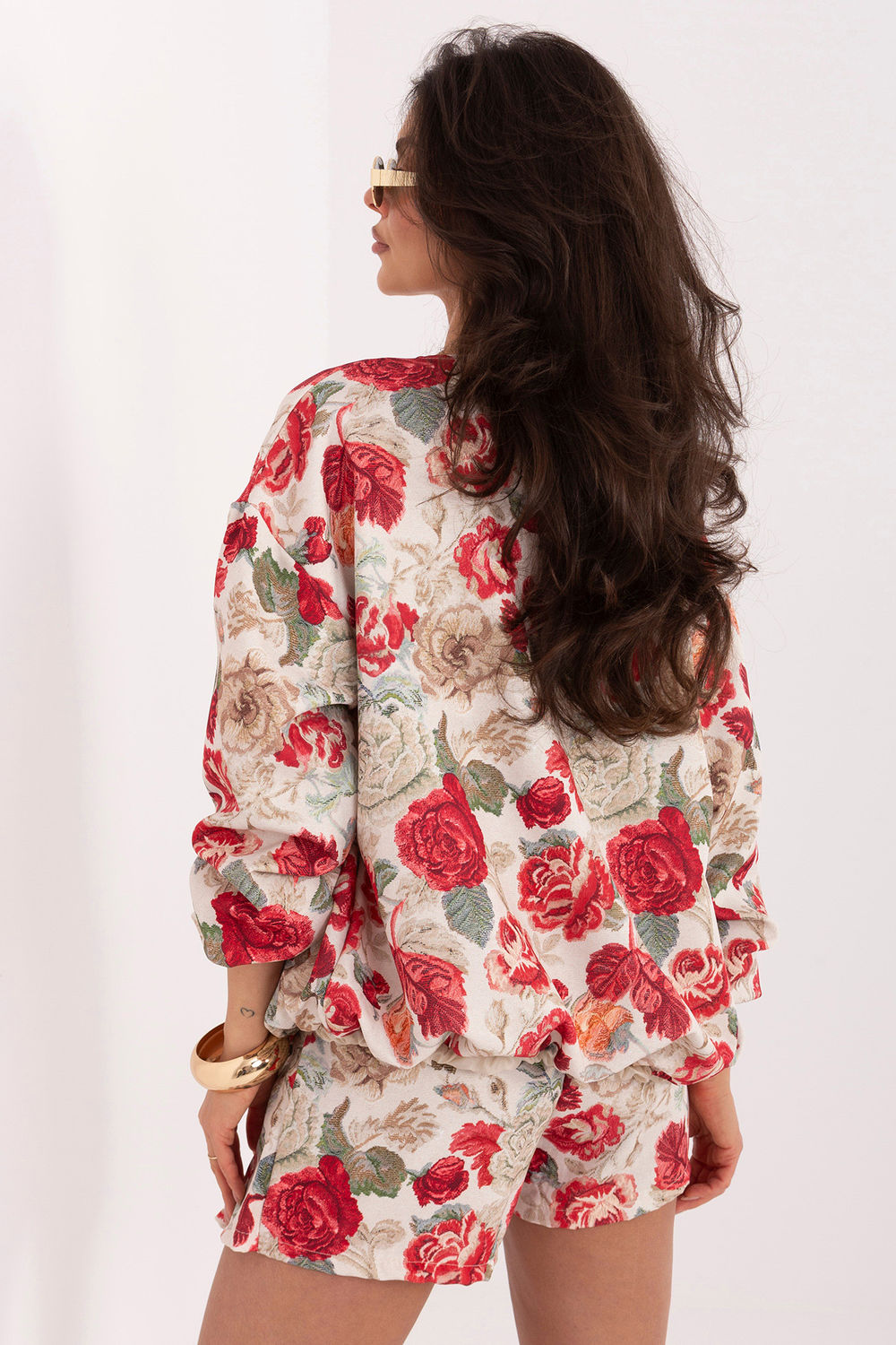 Italy Moda Red Floral Bodycon Jacket - view 3