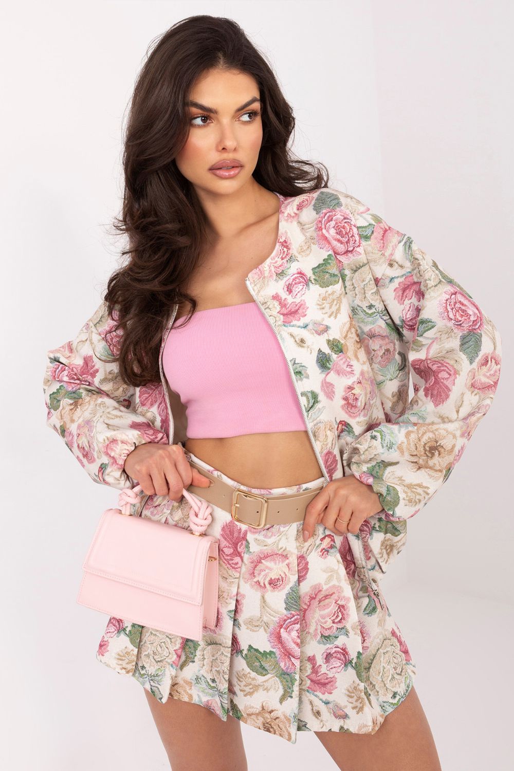 Italy Moda Pink Floral Bodycon Jacket - view 4