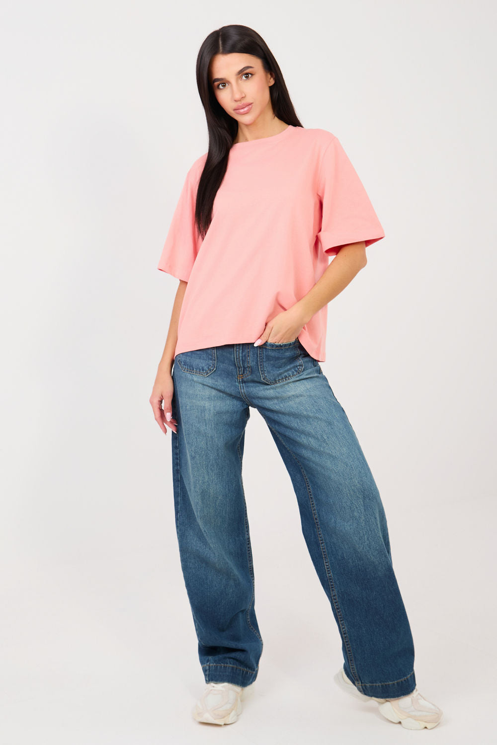 Rue Paris Peach Short Sleeve Cotton T-Shirt - view 2
