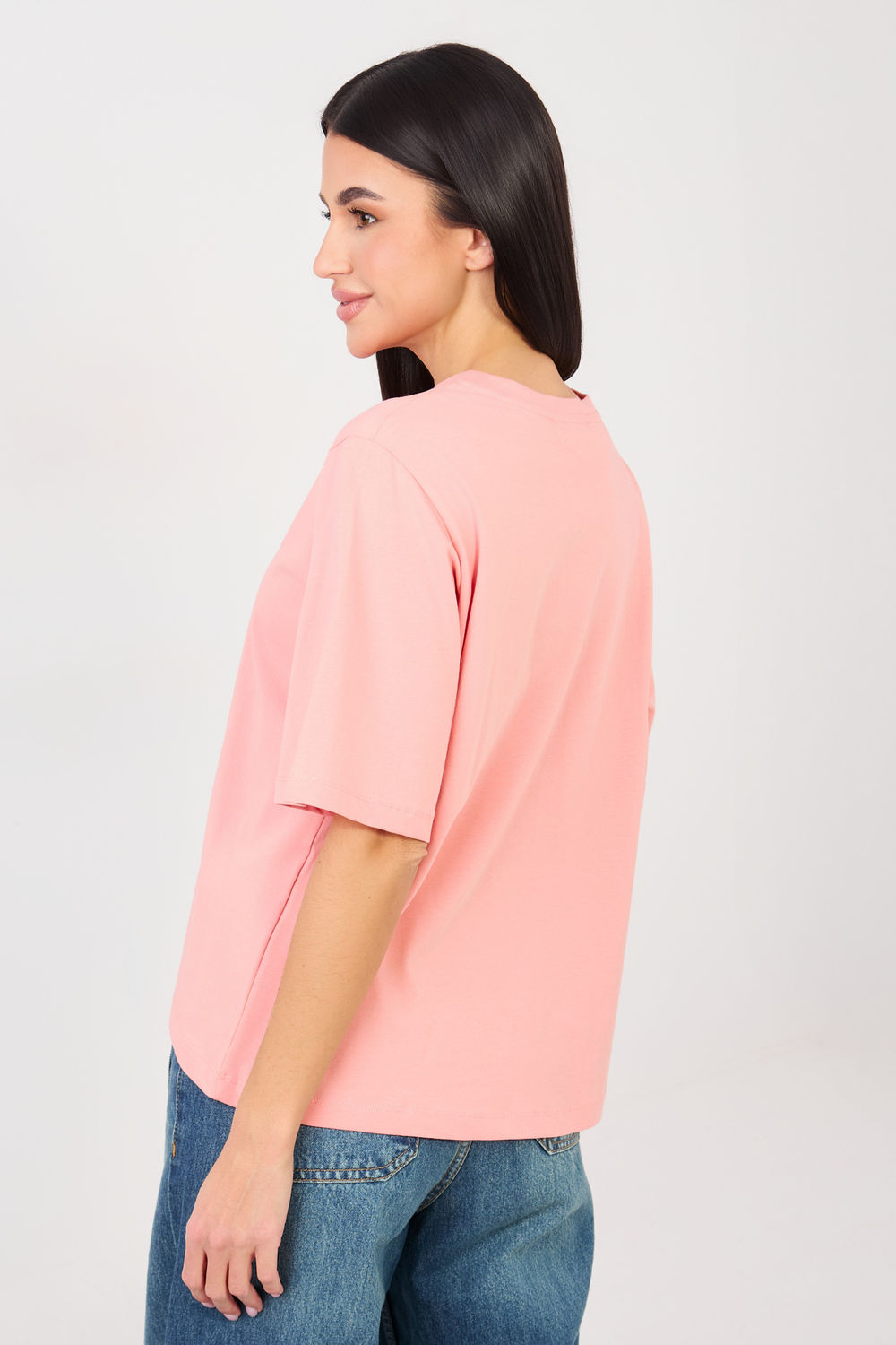 Rue Paris Peach Short Sleeve Cotton T-Shirt - view 3