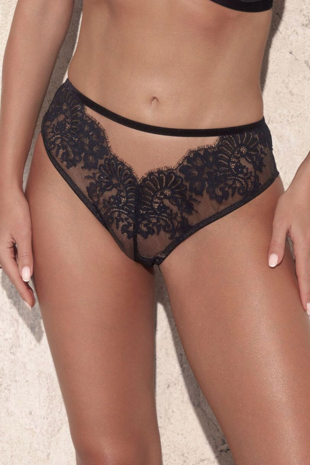 Kinga Scarlett Black Lace High Waisted Knickers - view 2