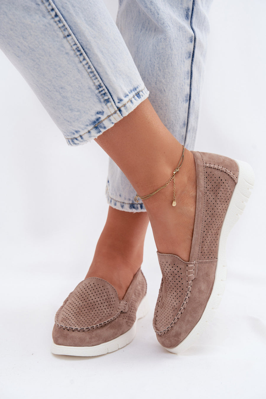 Step In Style Vinceza Beige Suede Moccasins