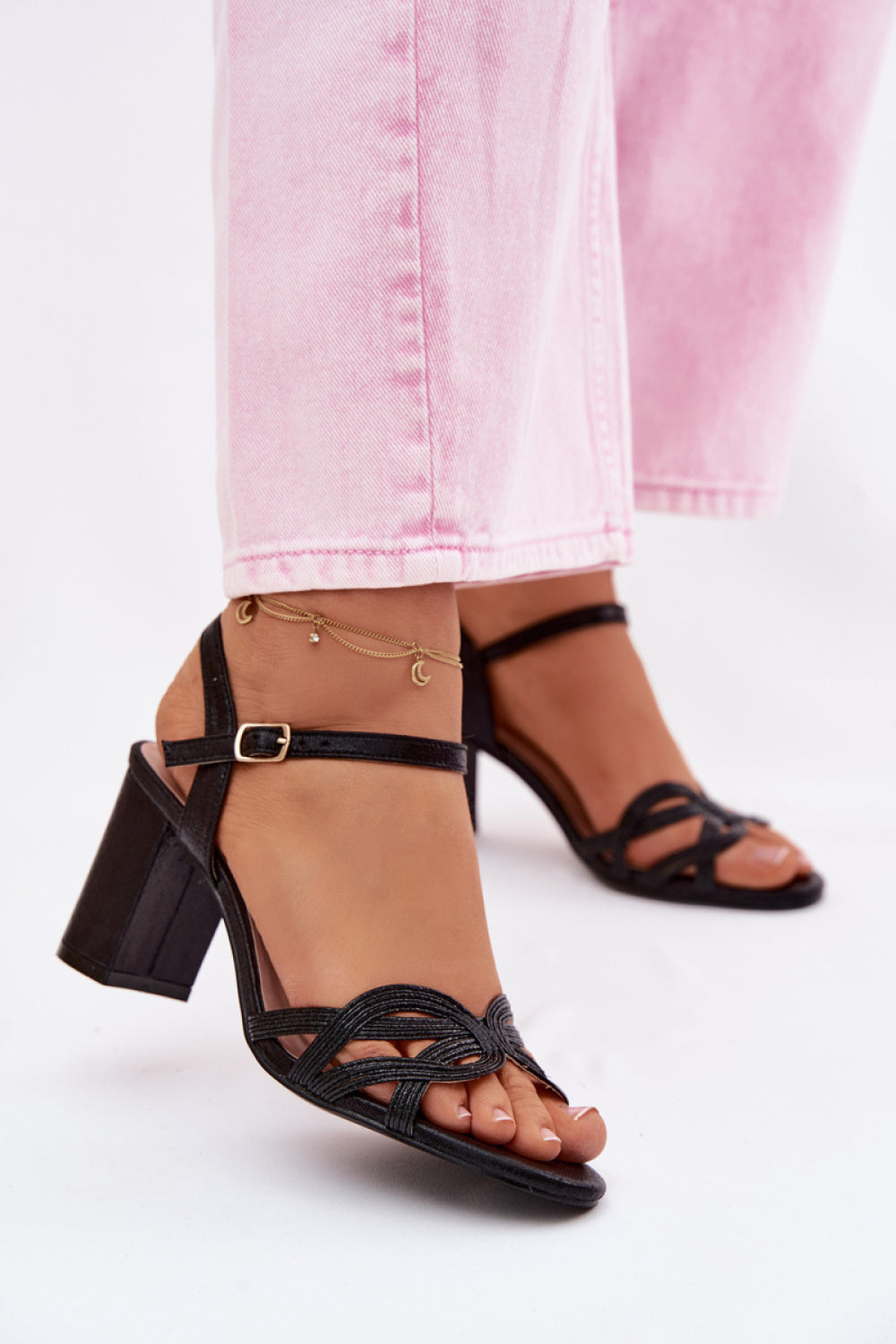 Step In Style Antonella Black Heeled Sandals