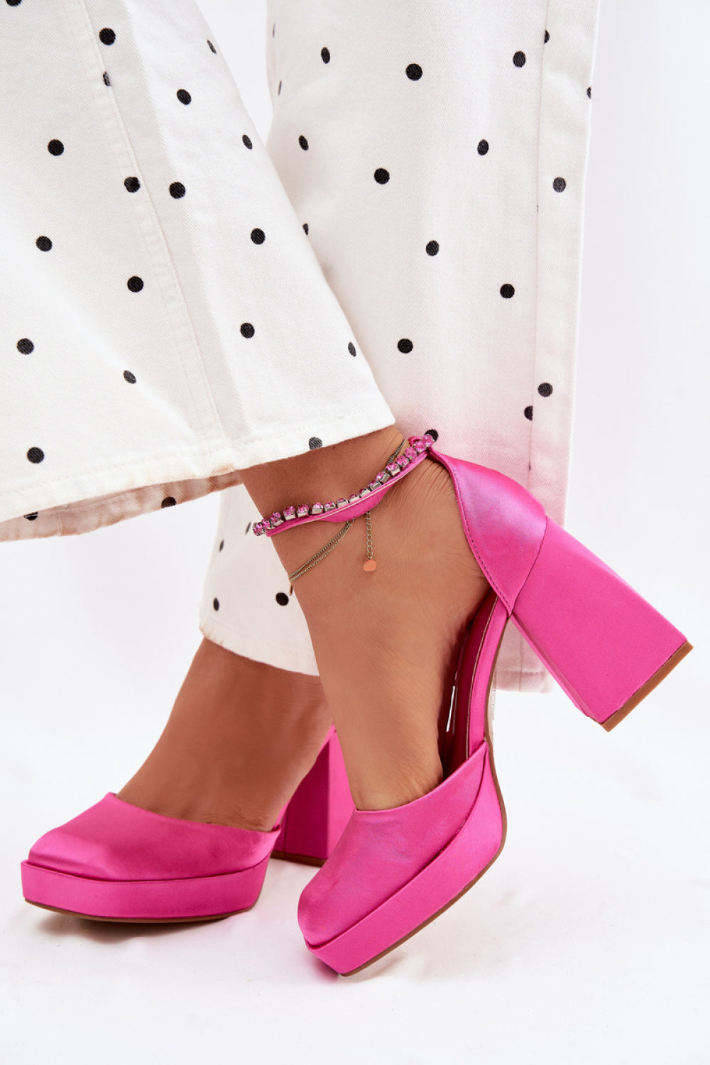 Step In Style Calistae Fuchsia Satin Stiletto Heeled Sandals - view 3