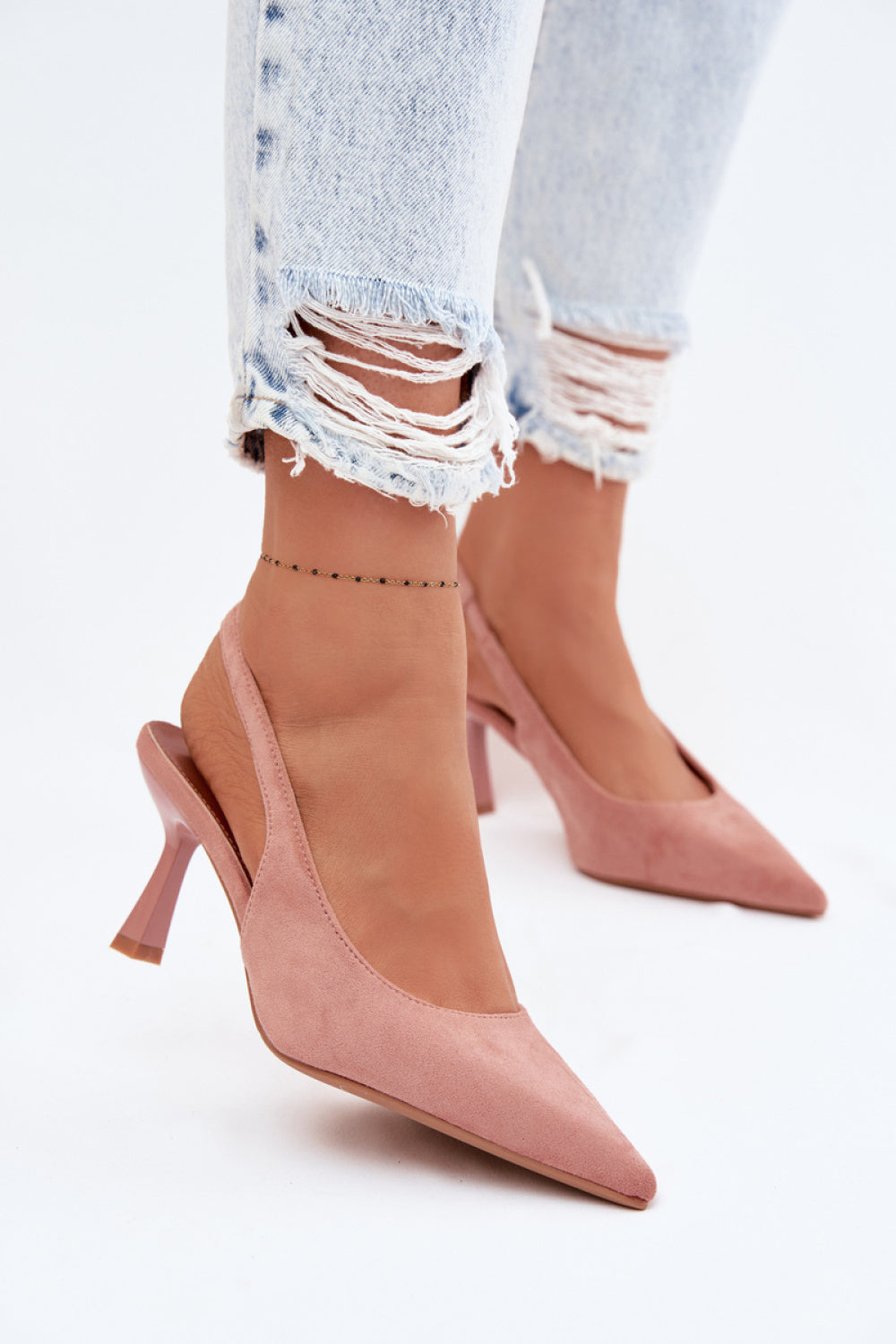 Step In Style Saria Pink Suede Heeled Sandals