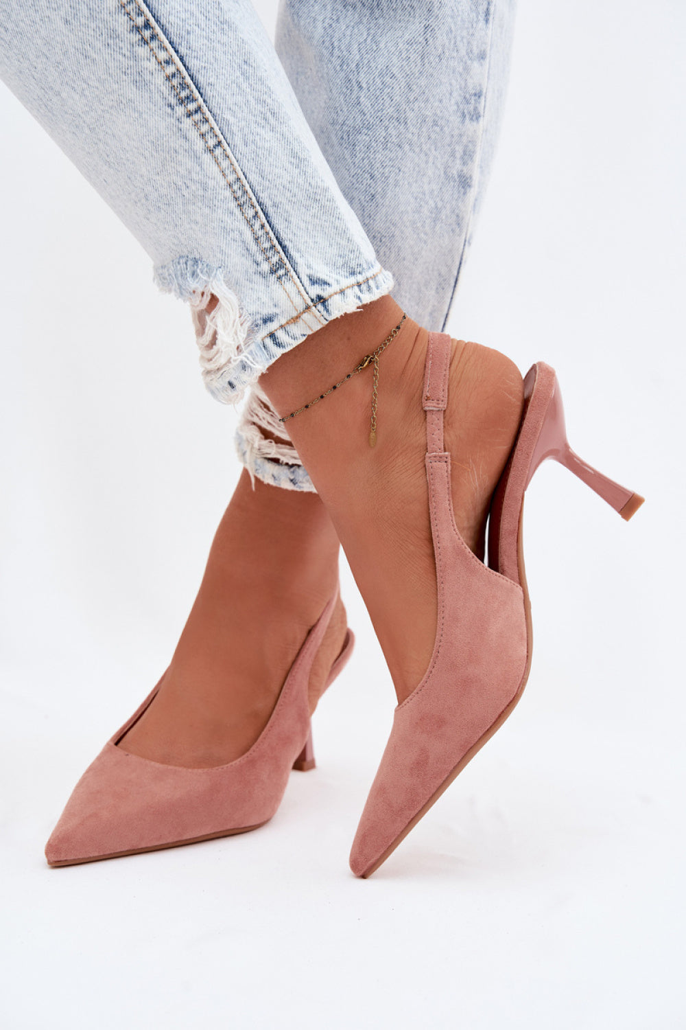 Step In Style Saria Pink Suede Heeled Sandals - view 3