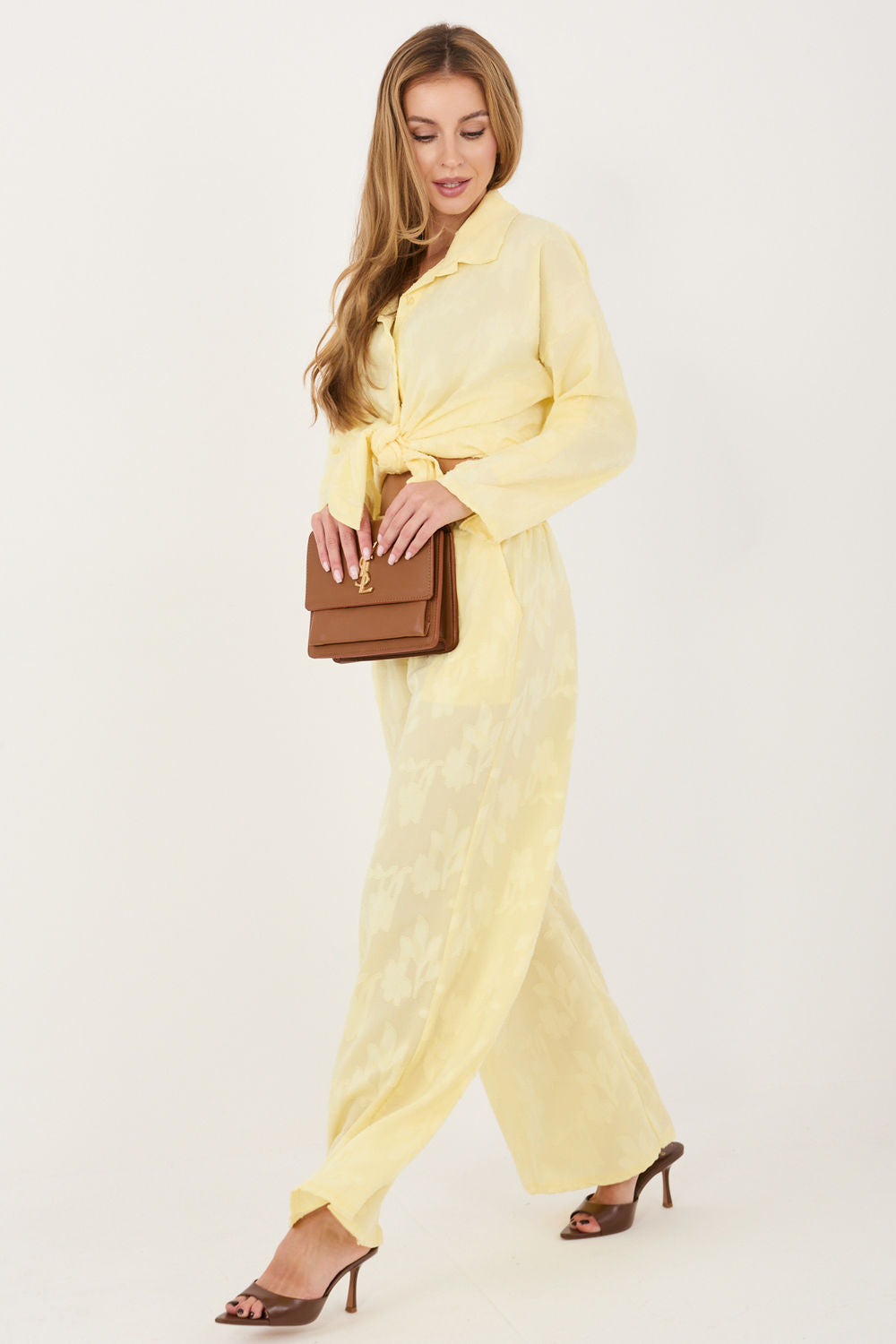 Rue Paris Light Yellow Long Sleeve Co-Ord Set - view 2