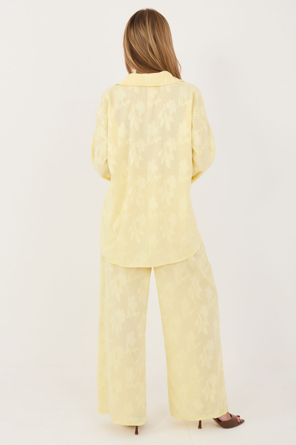 Rue Paris Light Yellow Long Sleeve Co-Ord Set - view 3