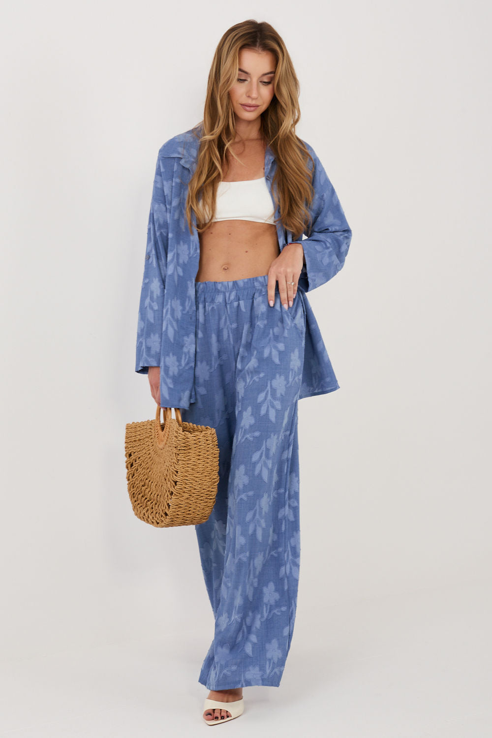 Rue Paris Blue Long Sleeve Co-Ord Set