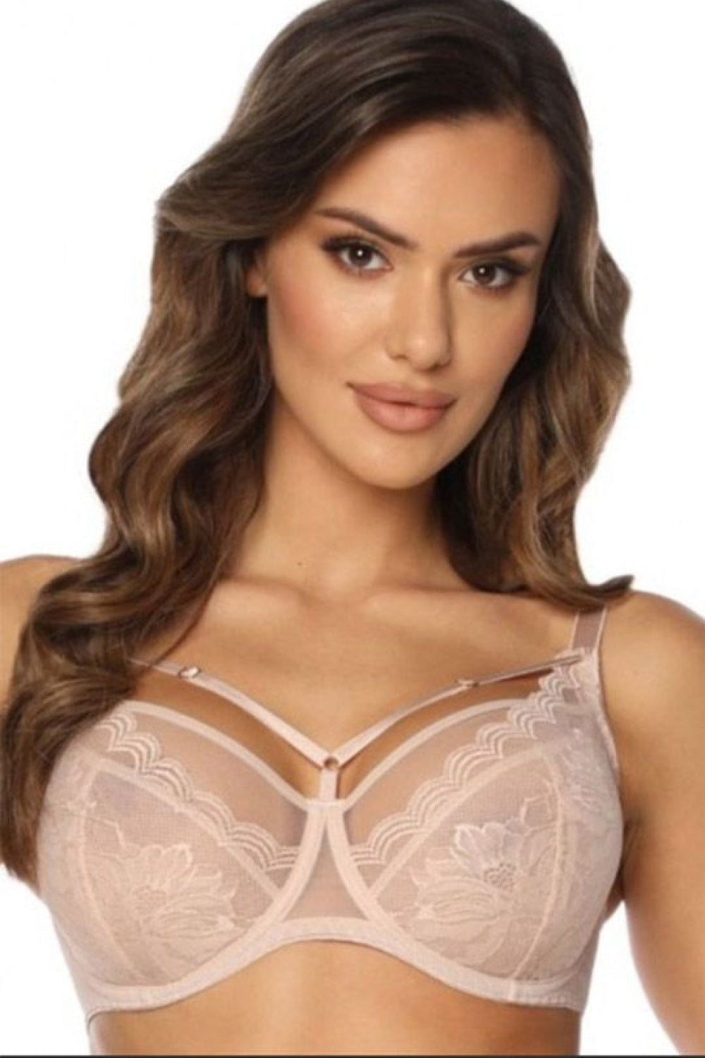 Kinga Alice Beige Lace Floral Soft Bra