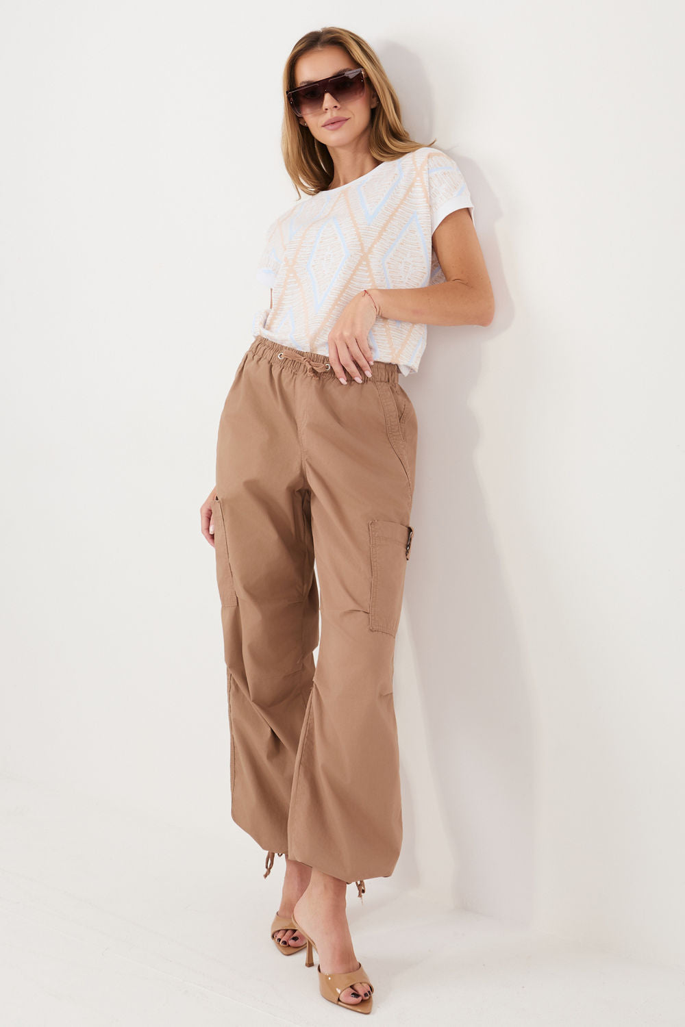 Relevance Beige Short Sleeve Cotton Blouse - view 2