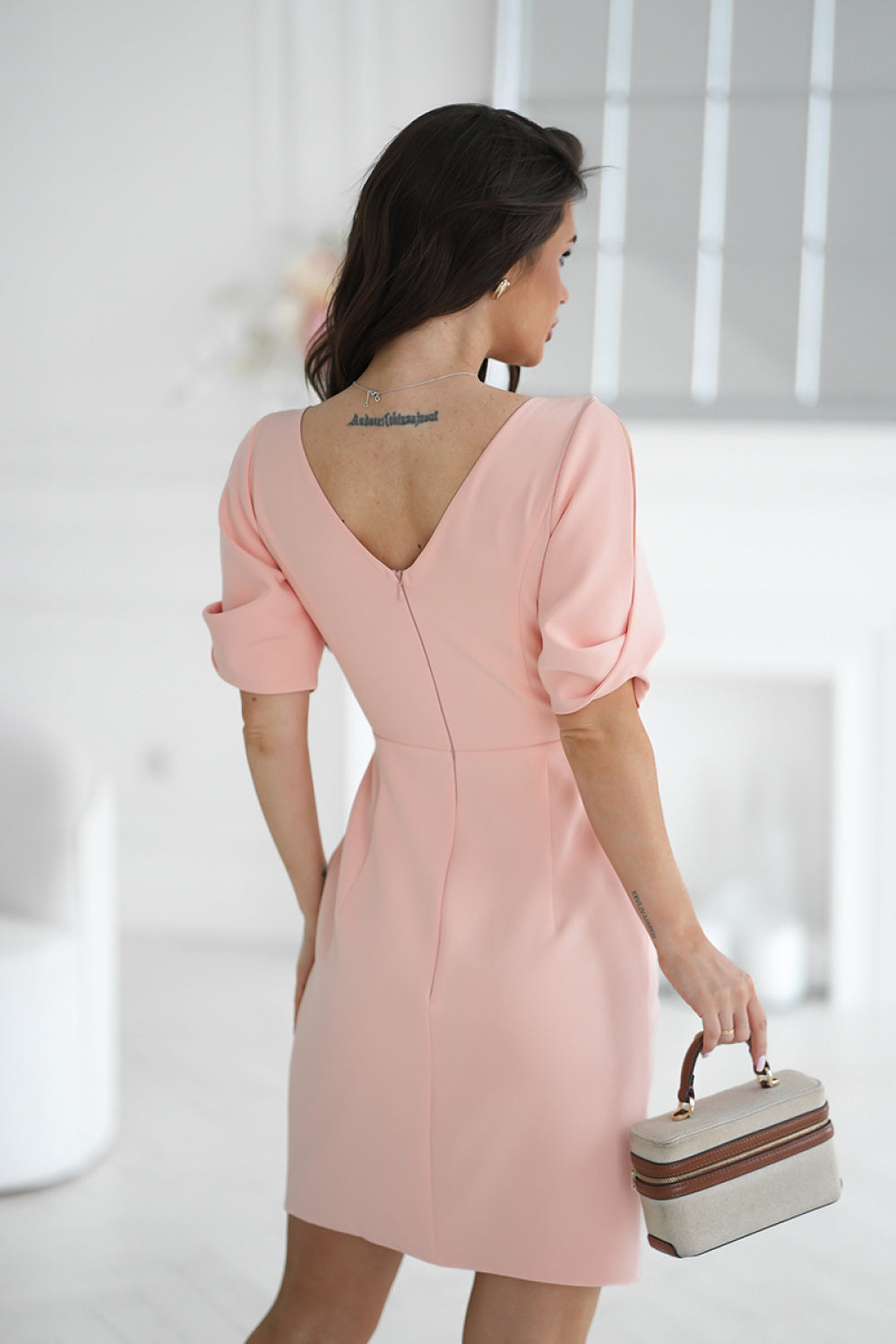 Bicotone Apricot Wrap Cocktail Dress - view 3