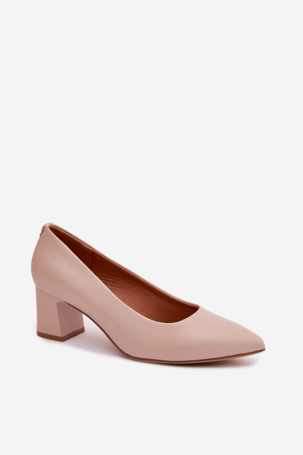 Step In Style Sergio Leone Pink Faux Leather Block Heel Court Shoes - view 2