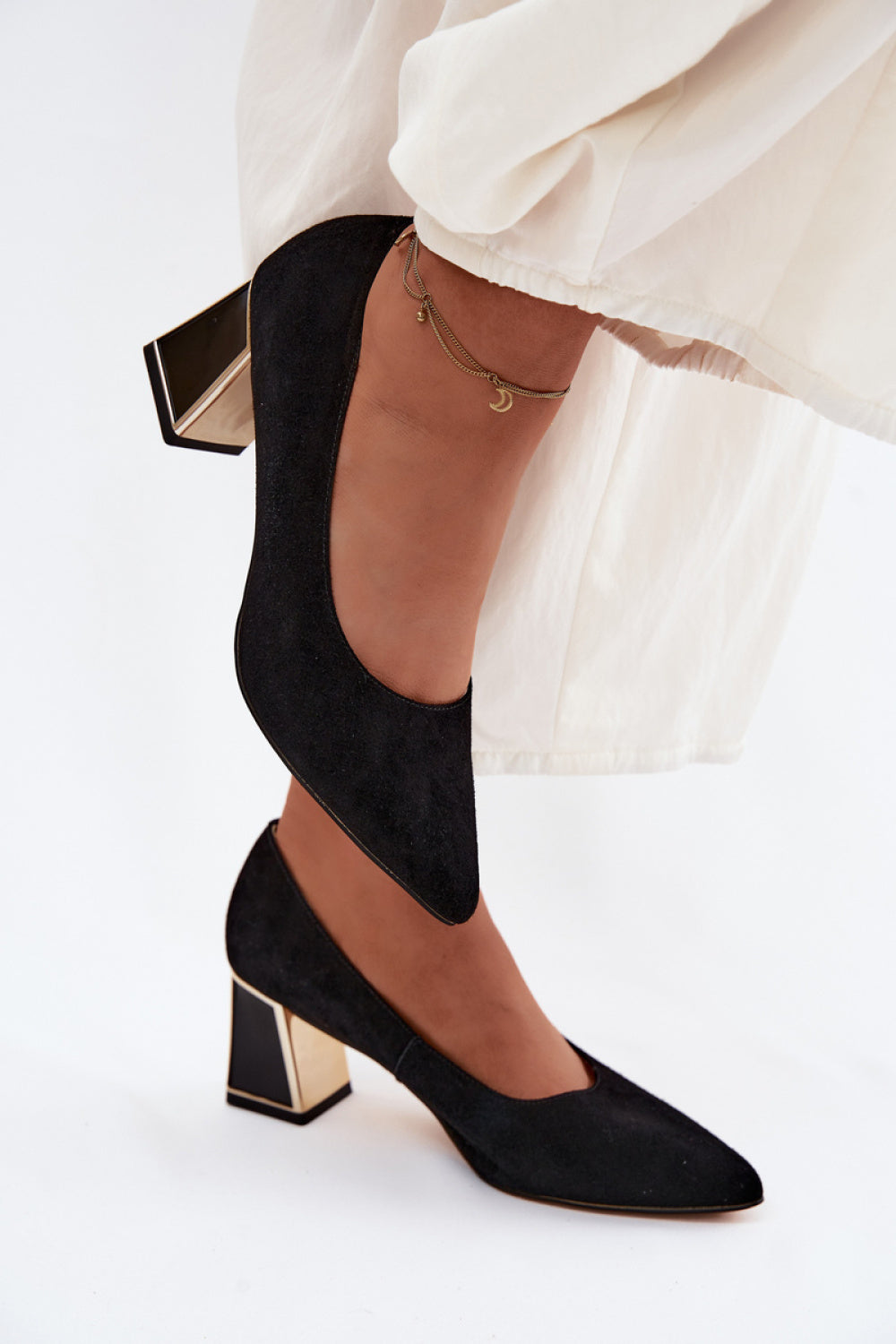 Step In Style Vinceza Black Suede Block Heel Court Shoes - view 3