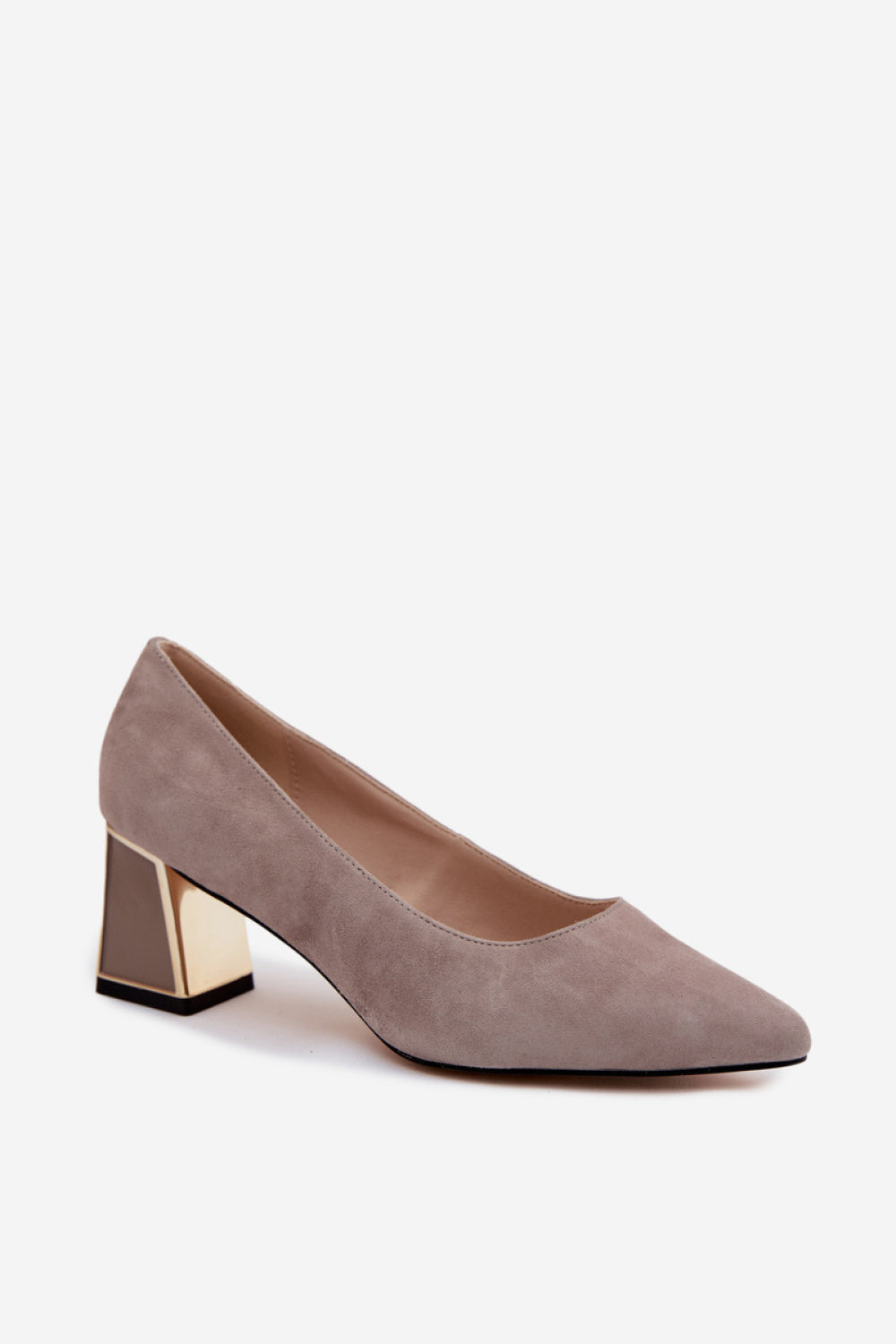 Step In Style Vinceza Beige Suede Block Heel Court Shoes - view 2