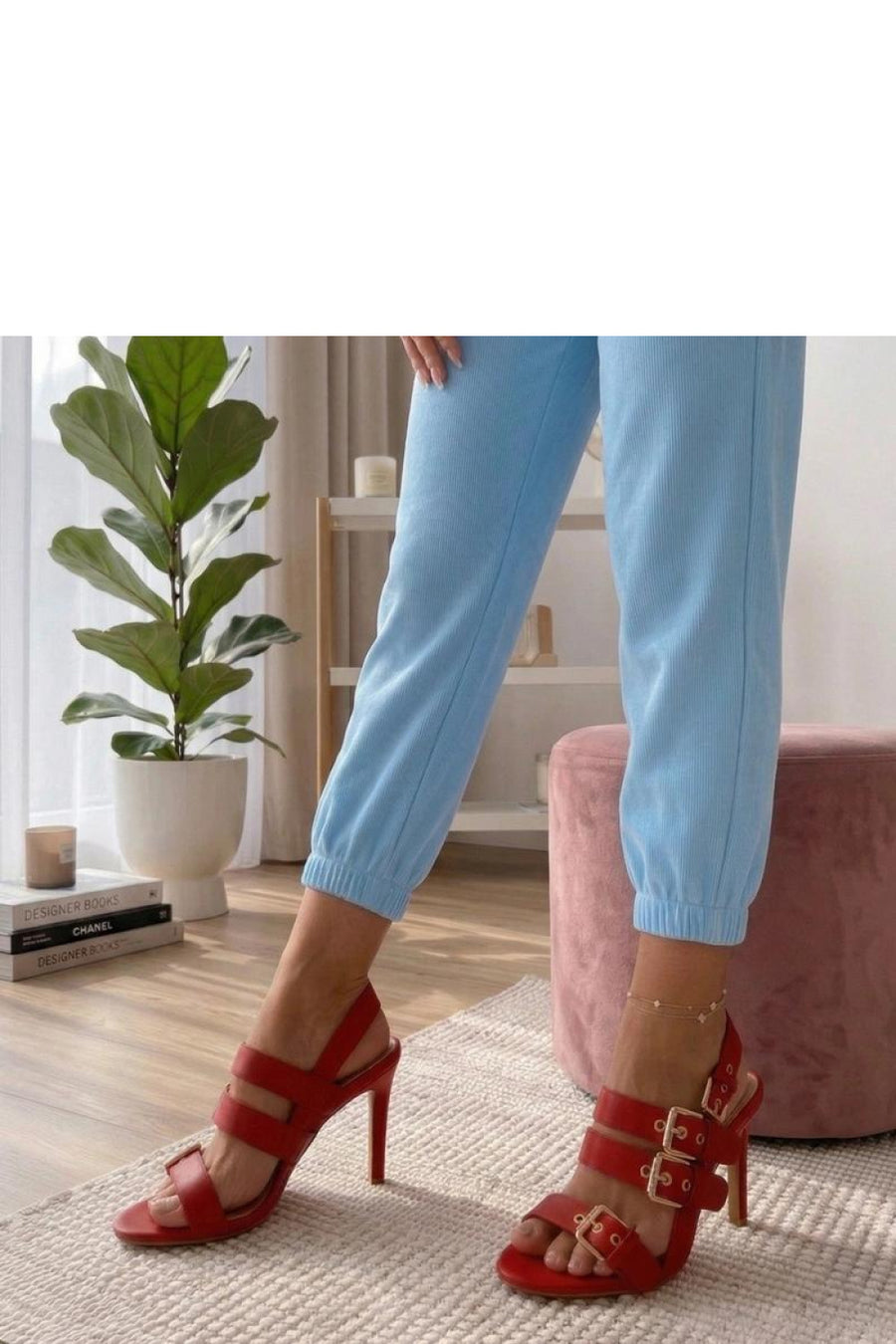 Solea Rosamund Red Faux Leather Stiletto Heeled Sandals