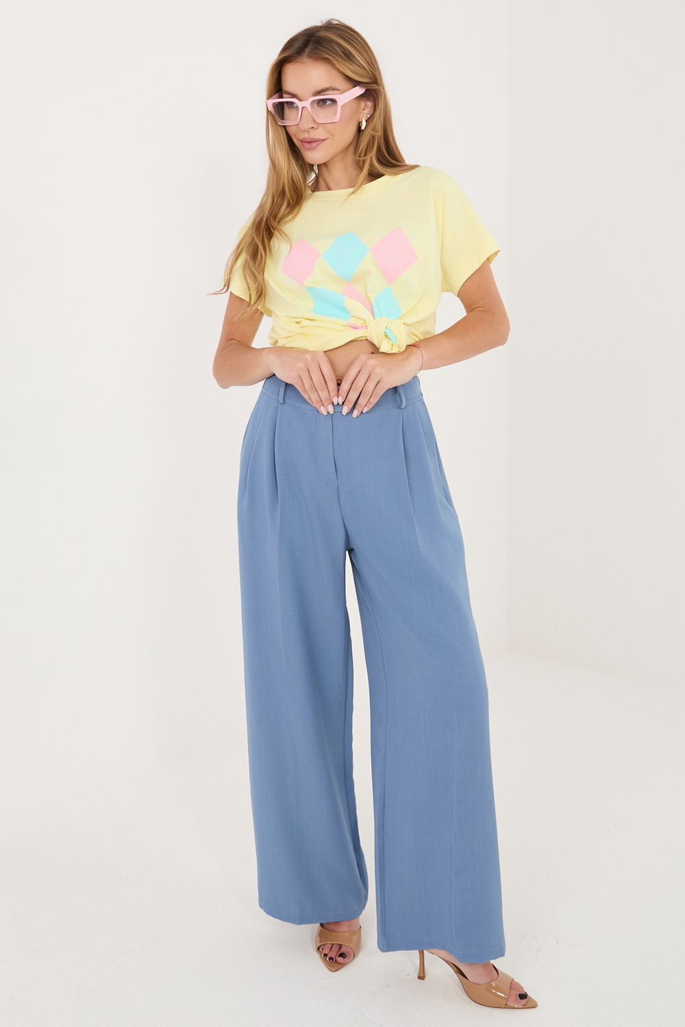Relevance Light Yellow Short Sleeve Cotton Blouse - view 2