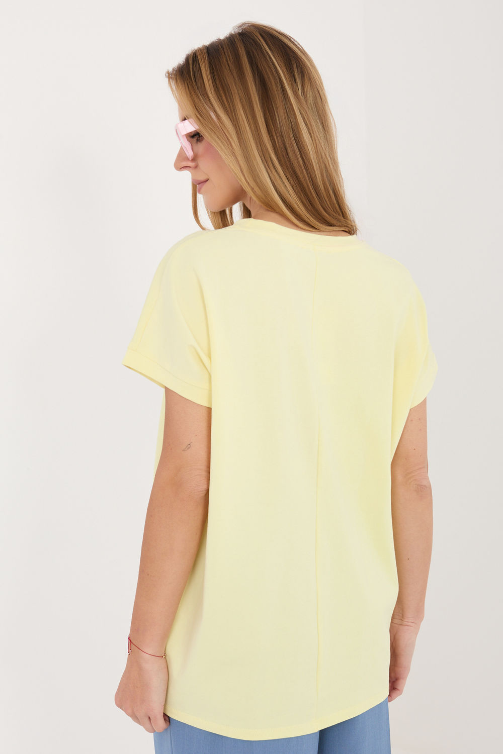 Relevance Light Yellow Short Sleeve Cotton Blouse - view 3