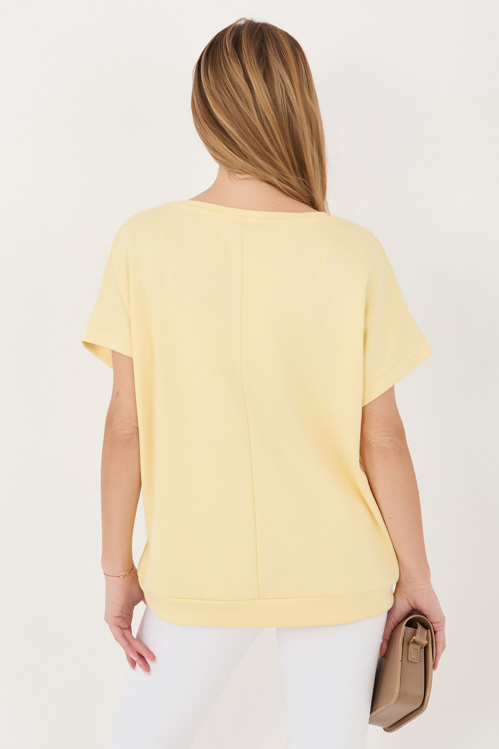 Relevance Light Yellow Bodycon V-Neck Blouse - view 3