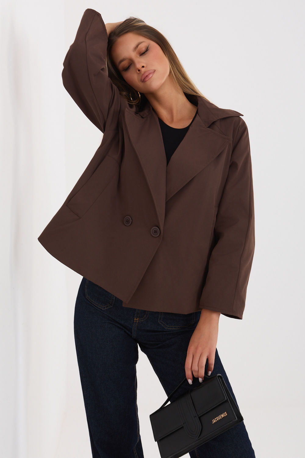 Rue Paris Brown Collared Coat - view 2