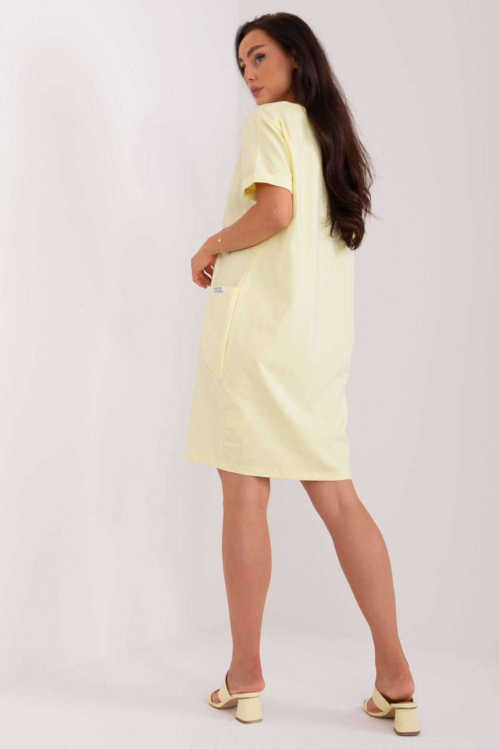 Rue Paris Light Yellow Short Sleeve Dress - view 3