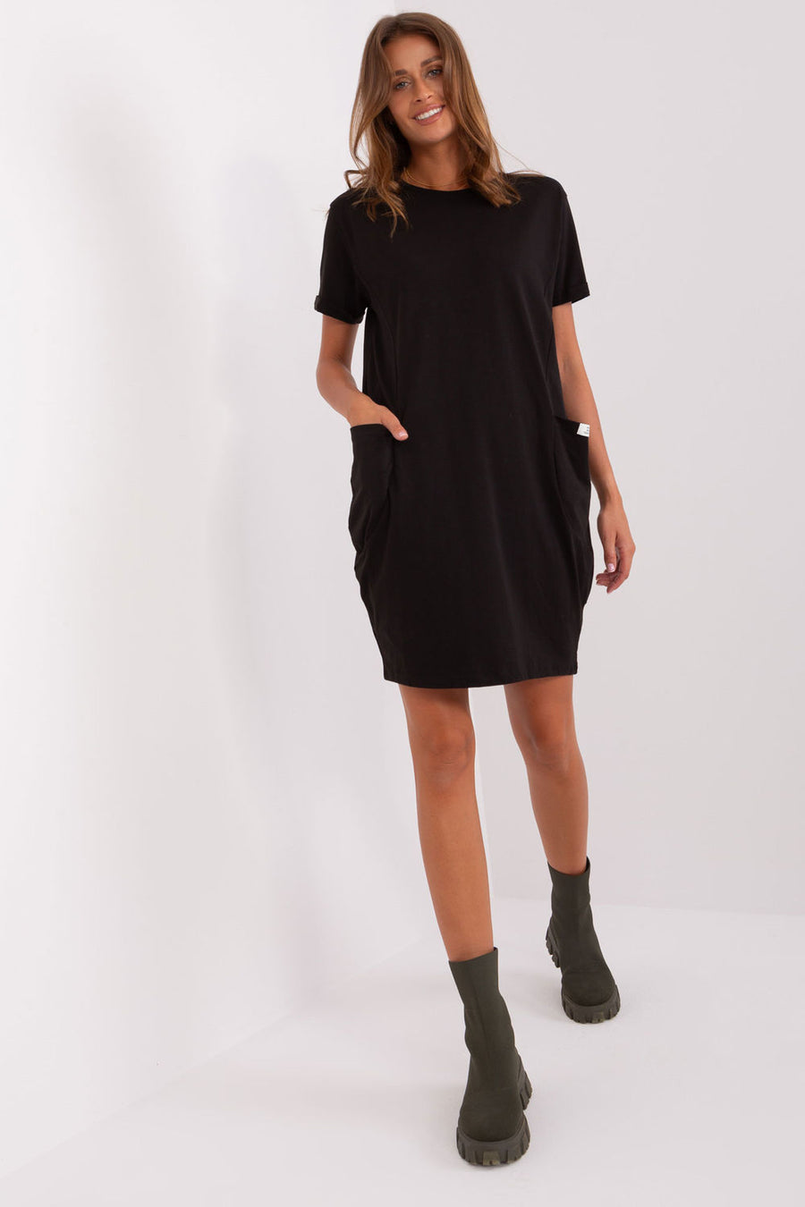 Rue Paris Black Short Sleeve Dress
