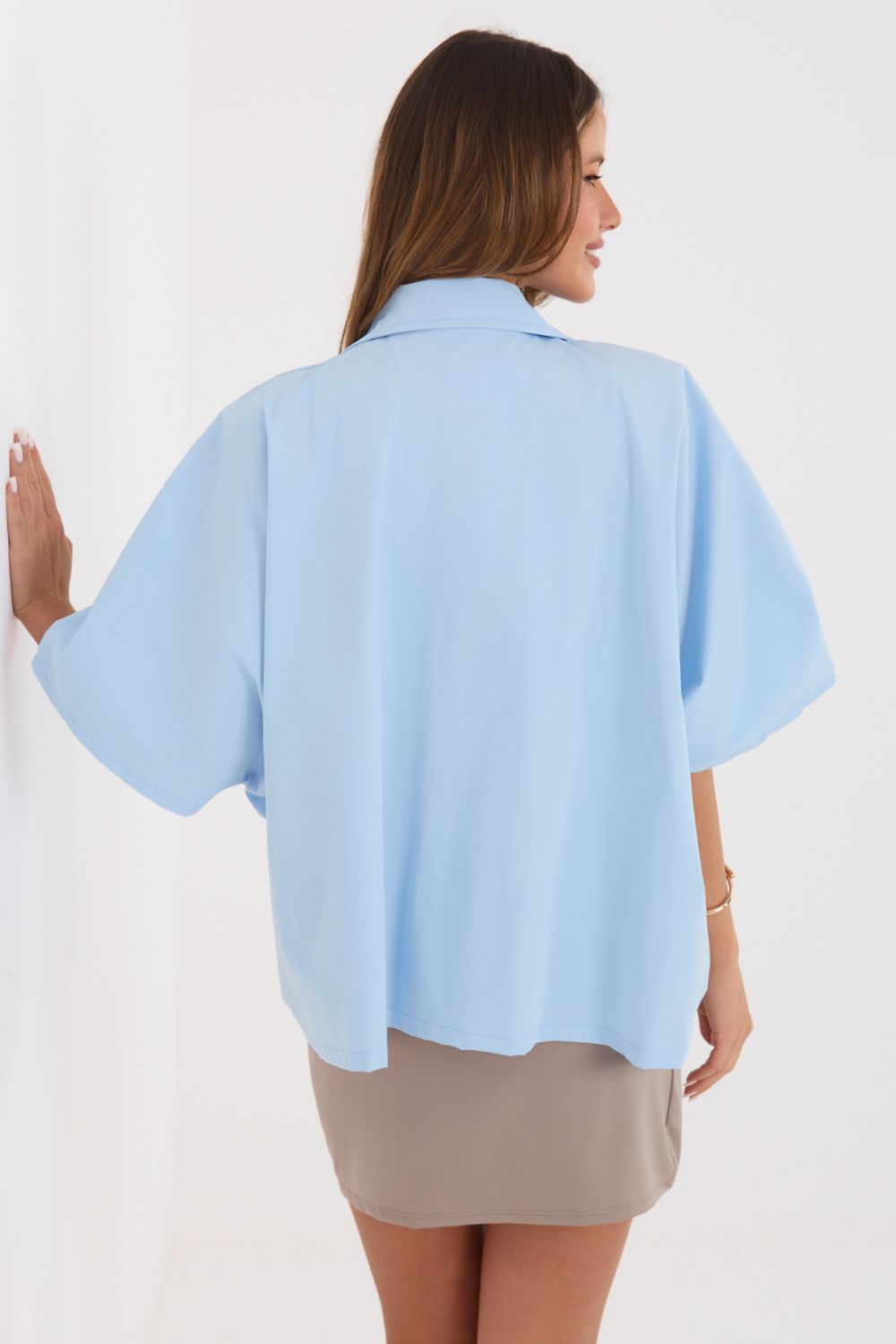 Rue Paris Light Blue Collared Coat - view 4