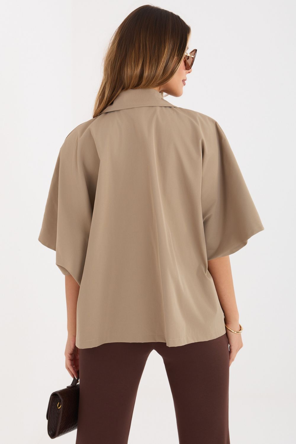 Rue Paris Dark Beige Collared Coat - view 4