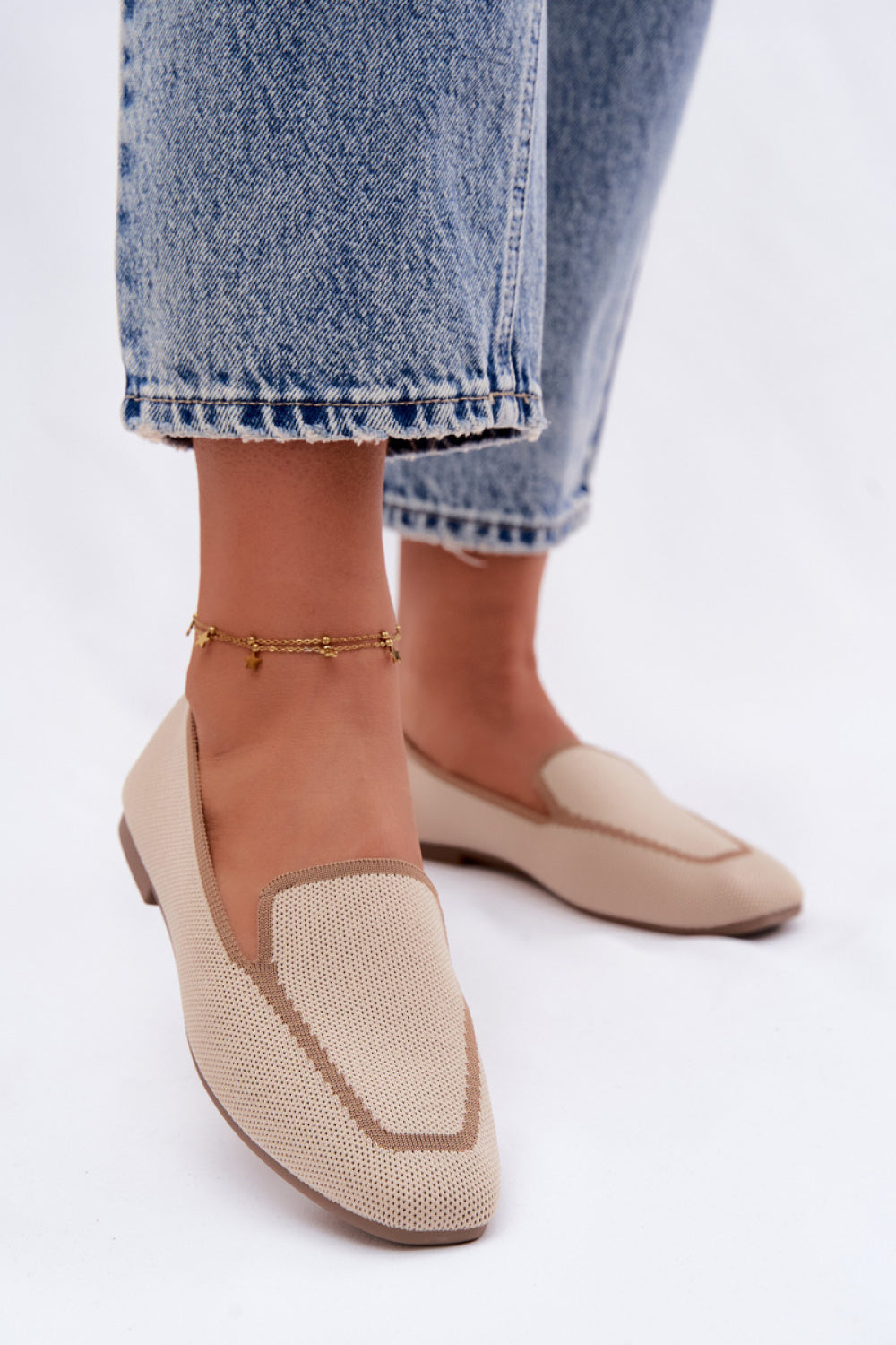 Step In Style Selisa Beige Mesh Moccasins