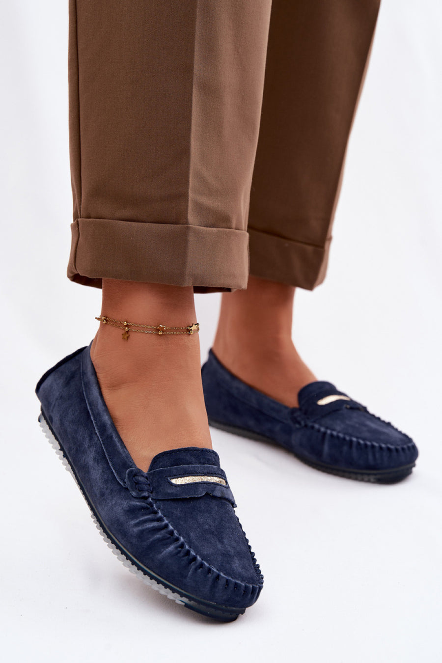 Step In Style Navy Suede Moccasins
